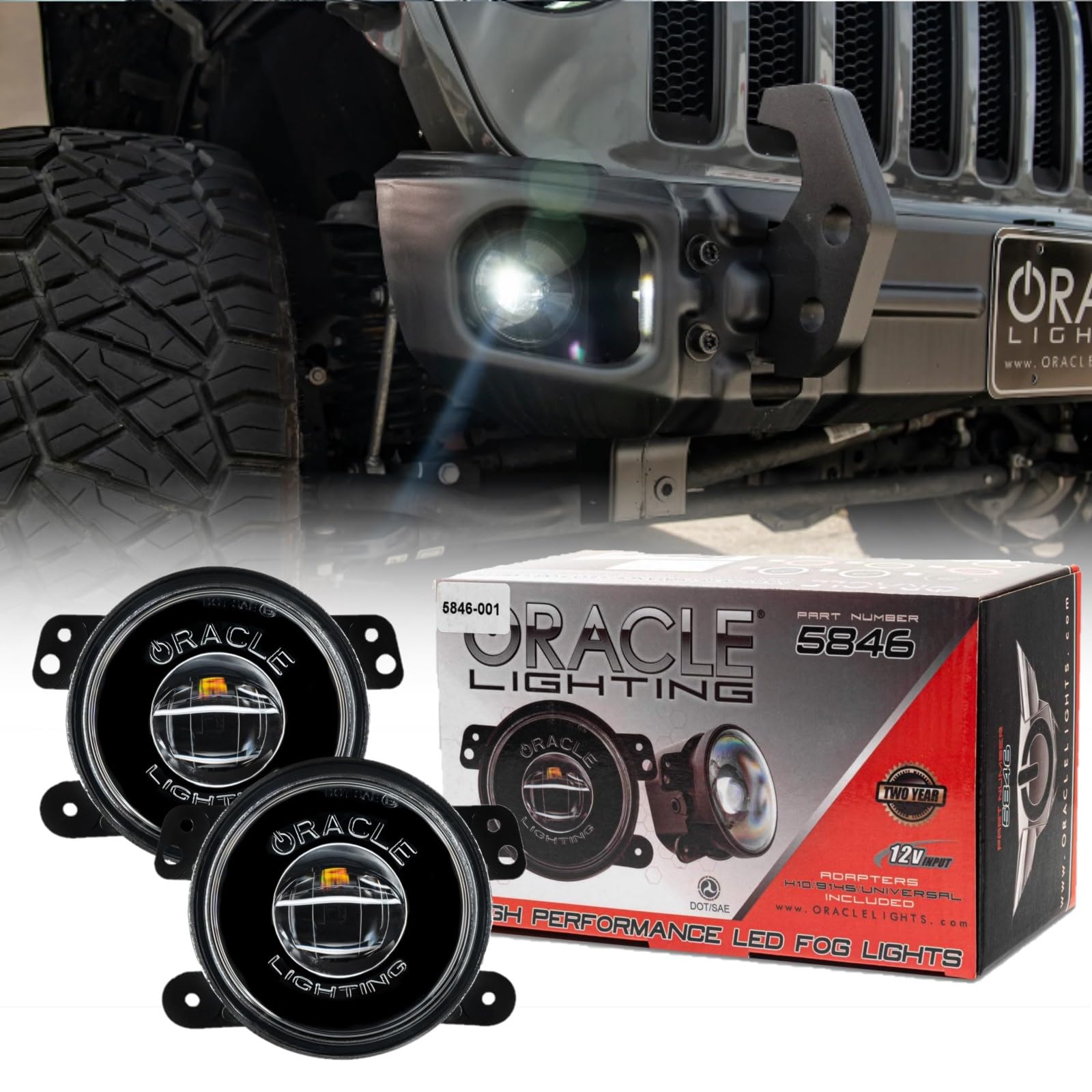 ORACLE Lighting 5846-504 Pair of 20W LED Fog Lights for 2007-2018 Jeep Wrangler JK - High Performance Waterproof Off-Road Lights - Durable Epoxy Sealed Design - Perfect for Night Driving & Off-Road Adventures