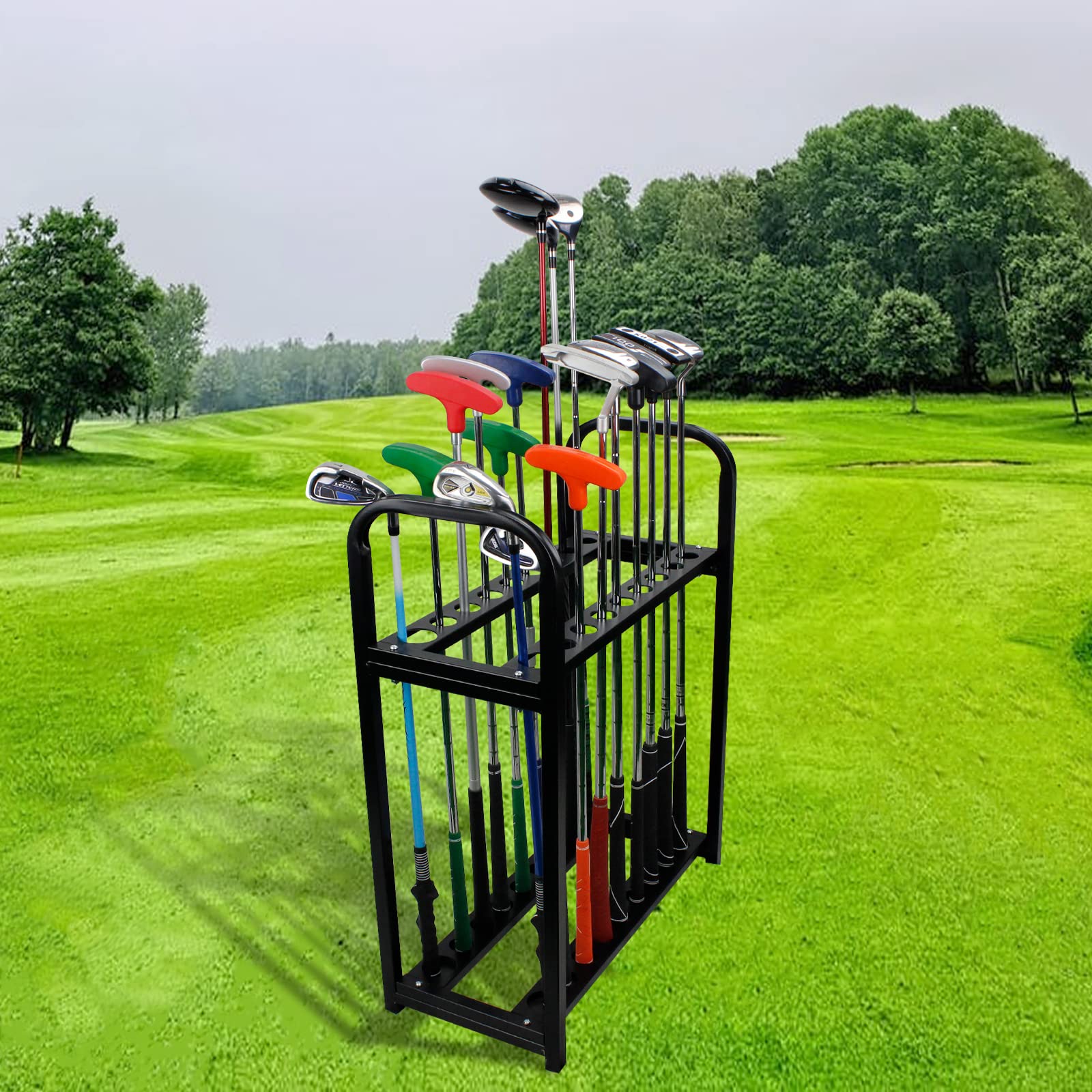 Premium KOFULL Golf Club Rack - Heavy Duty Metal Golf Club Holder & Organizer with Stand Display - Perfect for Home, Garage, or Golf Course Storage & Organization