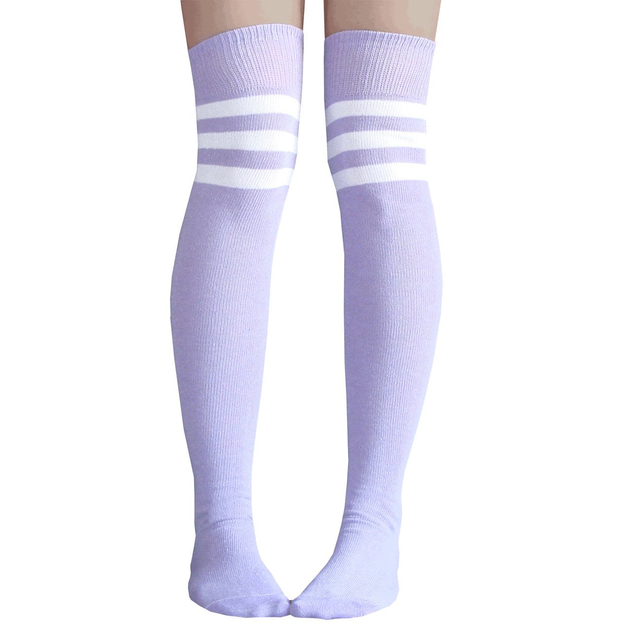 Chrissy's Women's Thigh High Striped Tube Socks - Fashionable Knee-High Stockings for Casual Wear, Cosplay & Winter Outfits