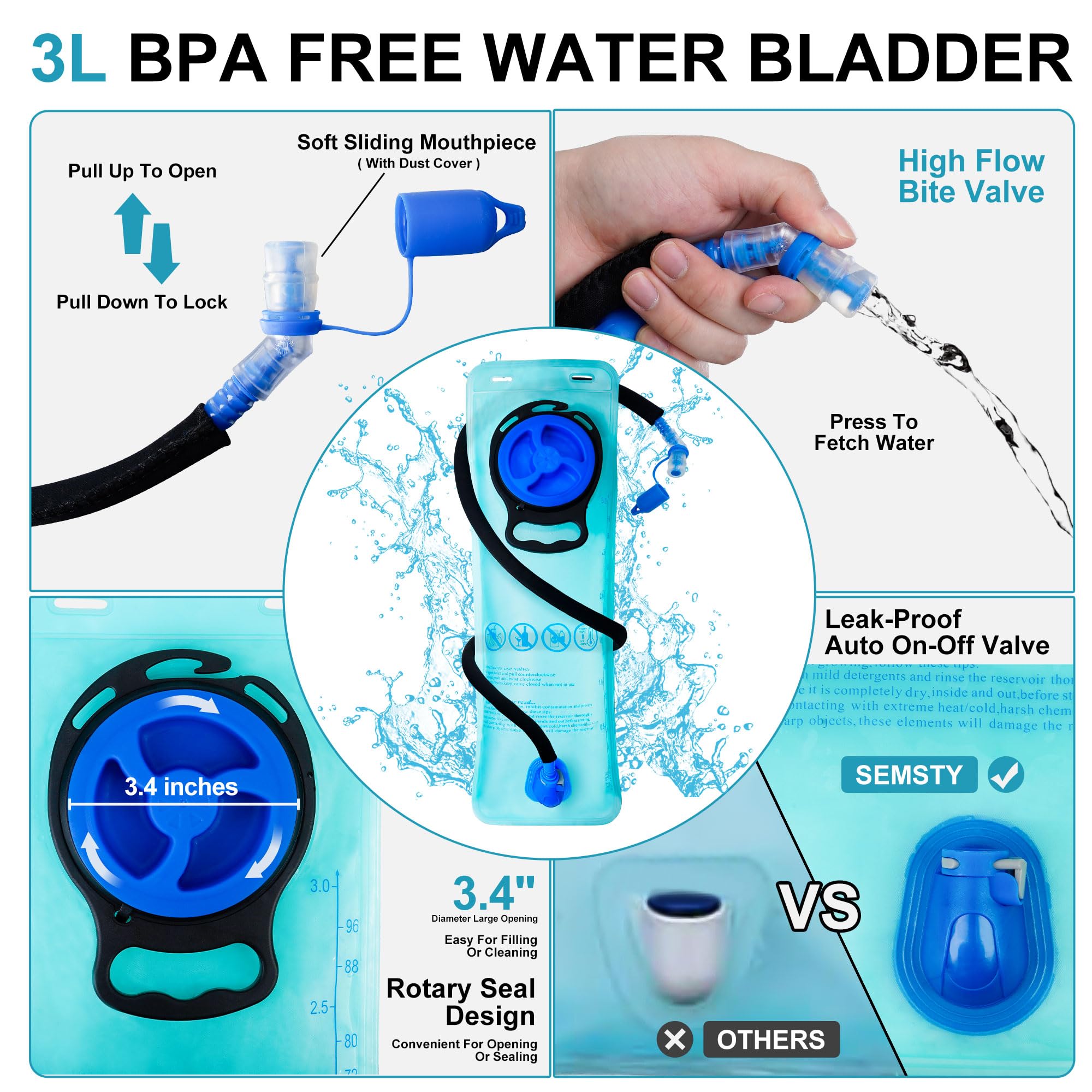 25L Hydration Backpack with 3L Water Bladder & Rain Cover - Lightweight Hiking Backpack for Camping, Cycling, Running, Hiking | Perfect for Outdoor Adventures, Travel & Daily Use (Men & Women)
