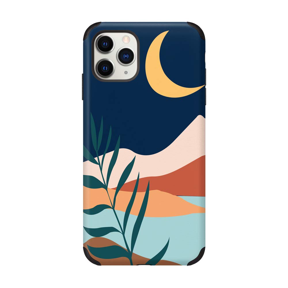 CUSTYPE iPhone 11 Pro Max Case 6.5 inch - Watercolor Print Soft TPU Slim Shockproof Protective Cover (Pink Moon Leaf) | Perfect for Everyday Use, Travel & Outdoor Activities