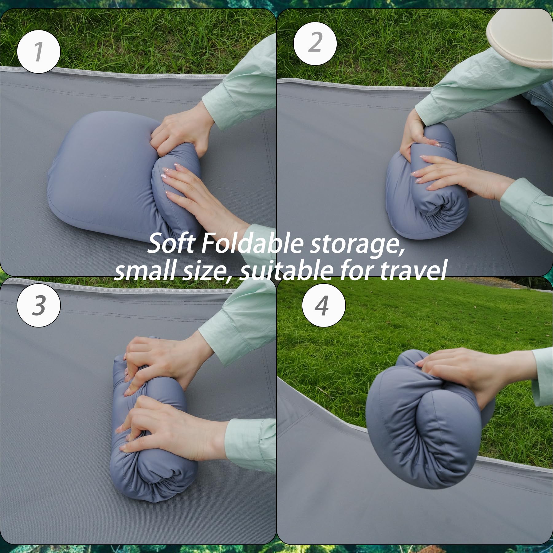 Memory Foam Travel Pillow - Lightweight & Portable Camping Pillow with Removable Cover & Storage Bag - Soft Neck Support for Airplane, Car, Office & Home Use (Grey)
