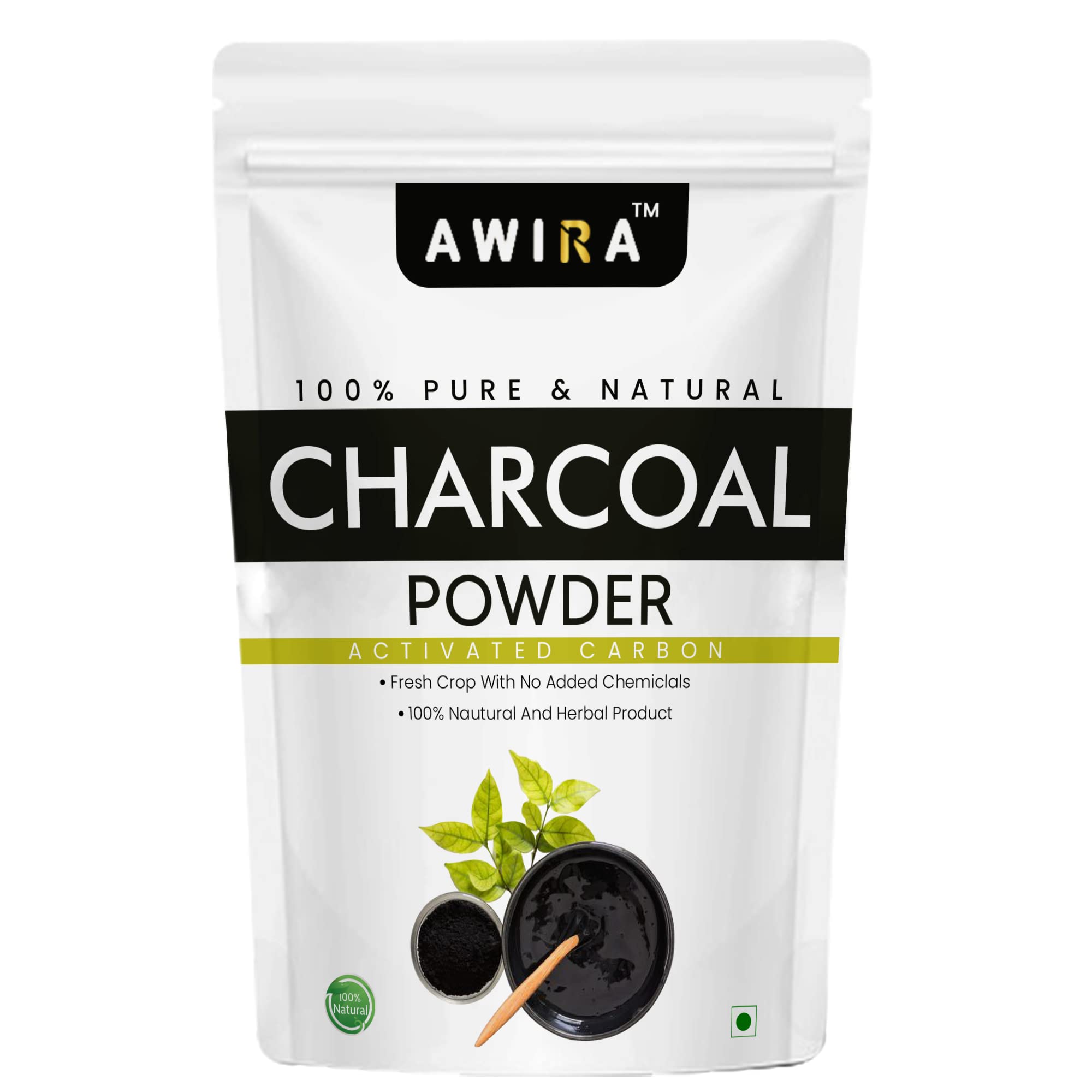 Awira Activated Charcoal Powder for Face & Teeth Whitening | 100% Natural Coconut Charcoal Powder (50g) | Deep Cleansing, Detox & Brightening for Skin & Oral Care