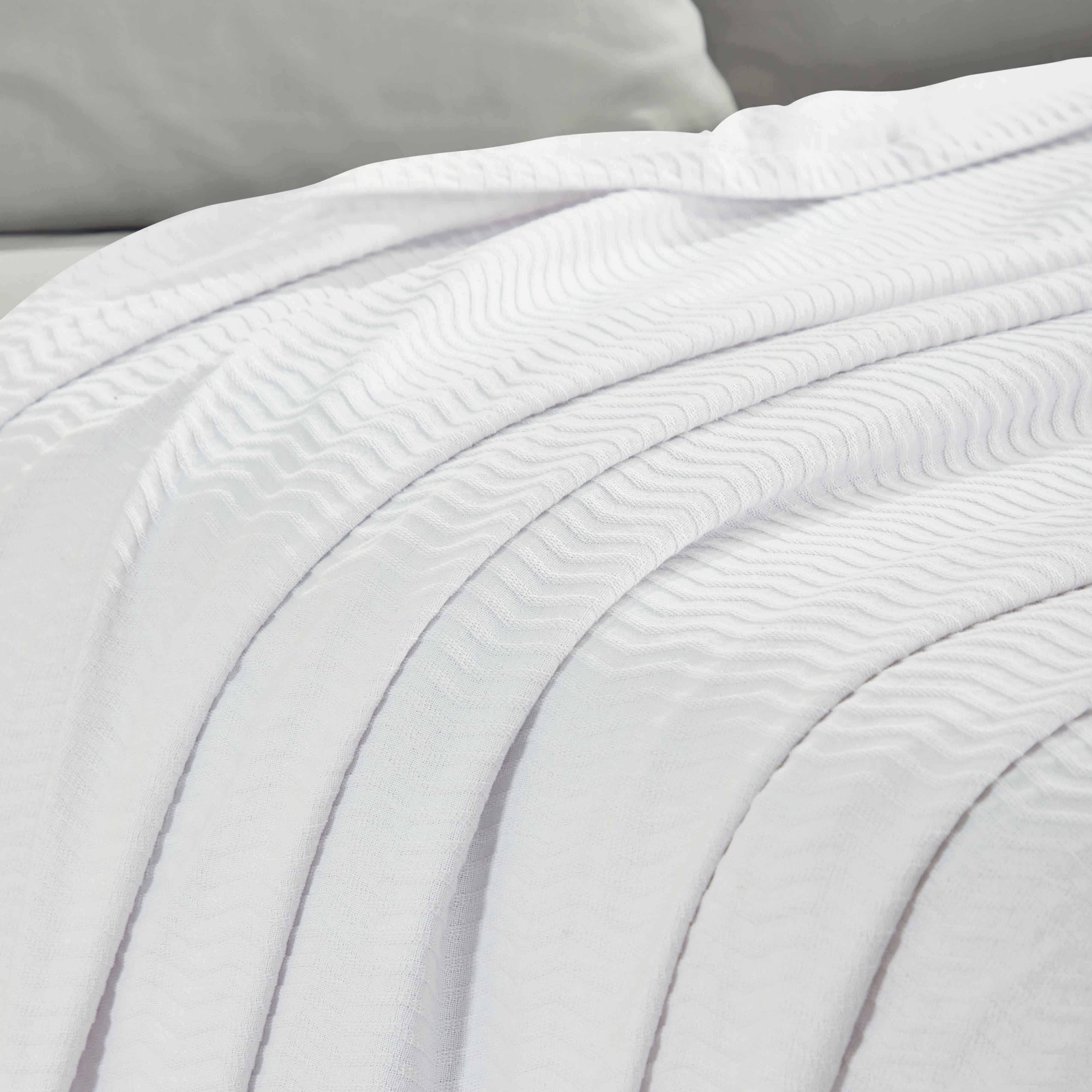 Jena Cotton Textured Chevron Lightweight Woven Blanket - Soft & Breathable Throw for Sofa, Bed & Outdoor Use - Cozy Home Decor & Picnic Essential