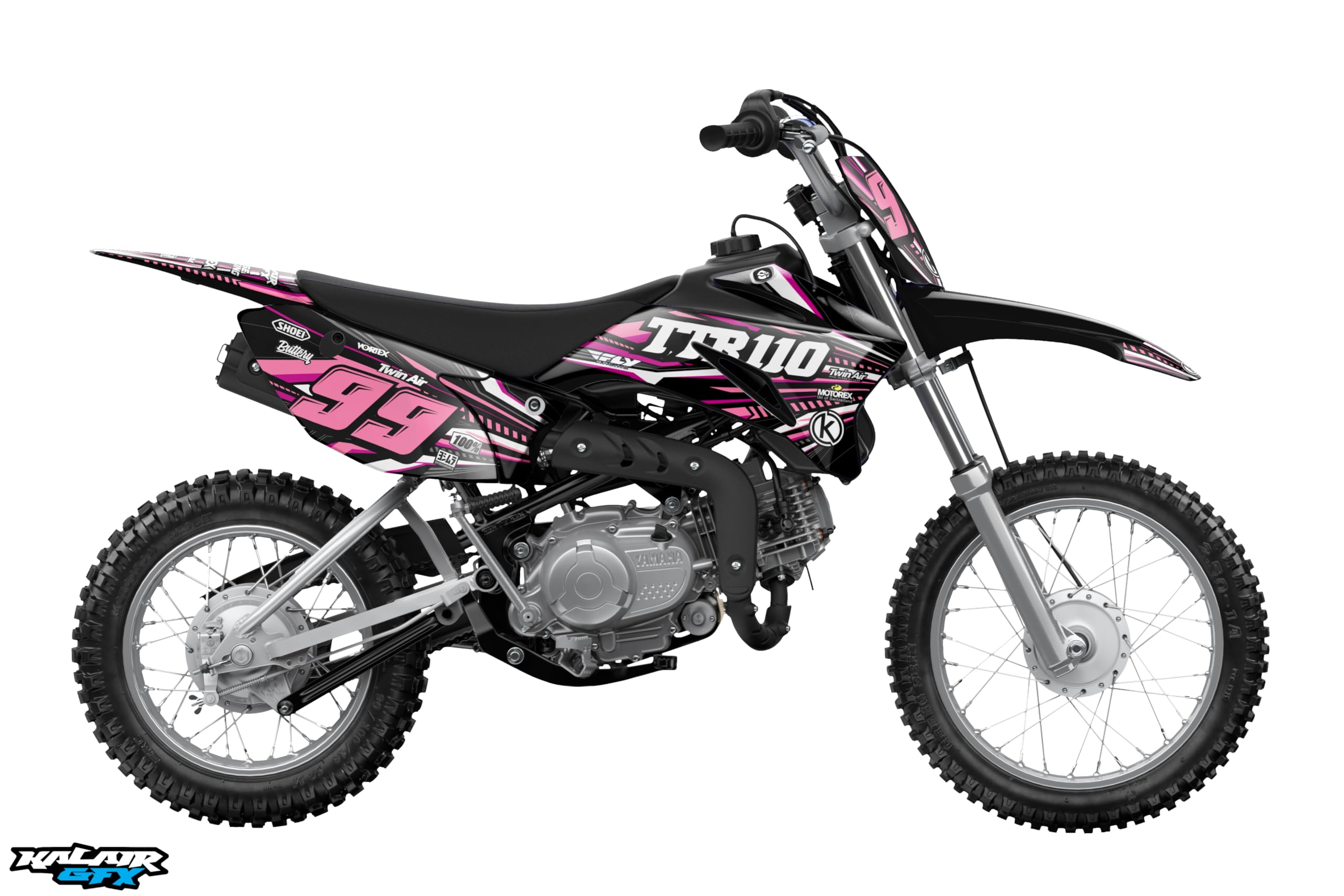 Yamaha TTR 110 (2008-2023) Dirt Bike Graphics Kit - Pink Prime Series 16 Mil Custom Racing Decals & Stickers (No Plastics Included) - Perfect for Motocross, Trail Riding & Bike Customization