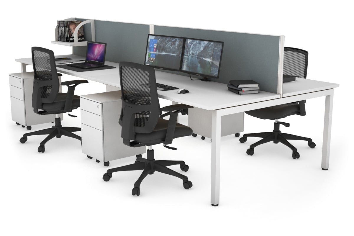 Quadro Square Legs 4-Person Office Workstation Desk - 1800mm x 700mm (71