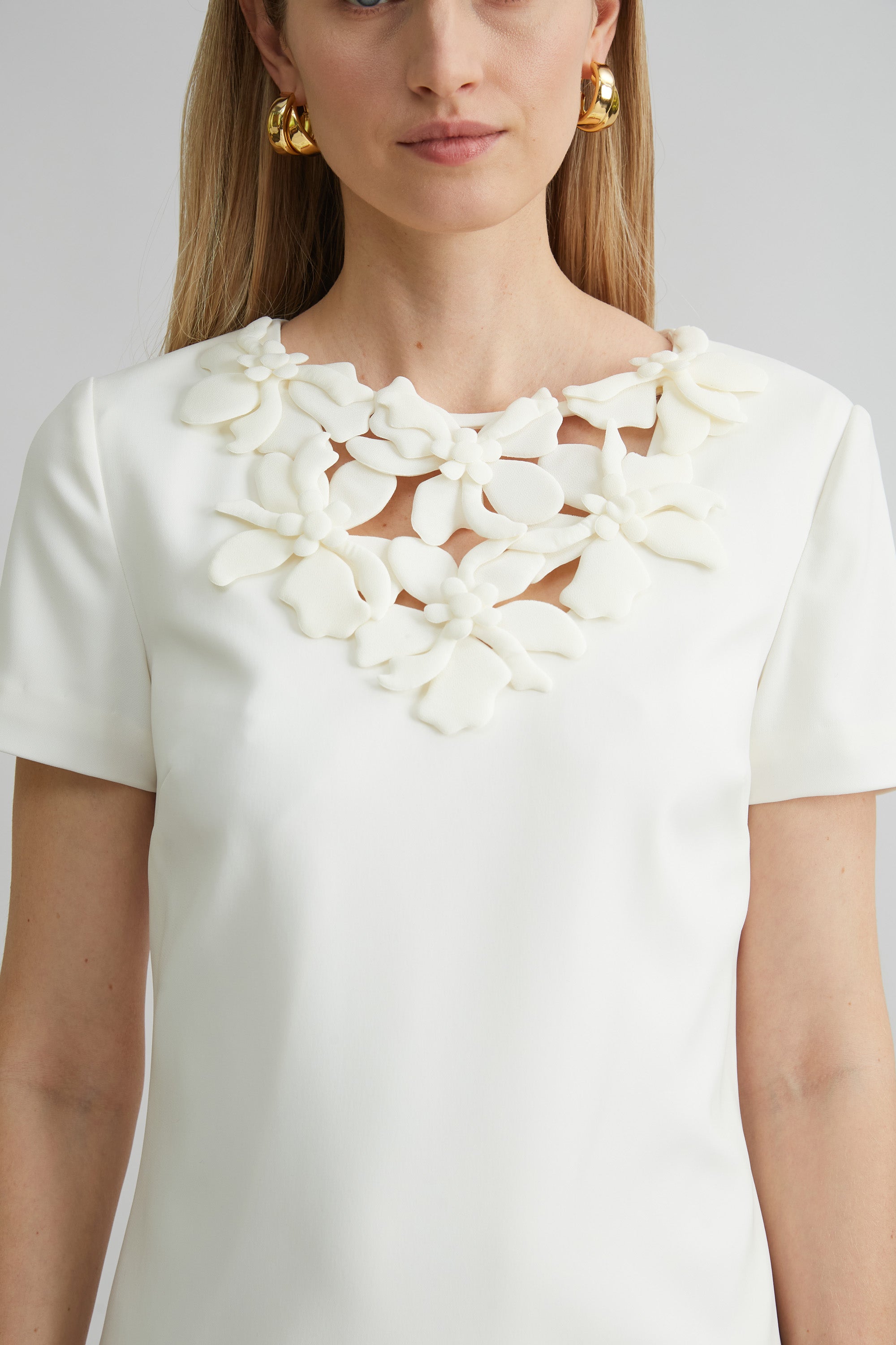 Floral Applique Short Sleeve Dress for Women - Summer Casual & Party Wear - Perfect for Beach, Vacation and Date Nights