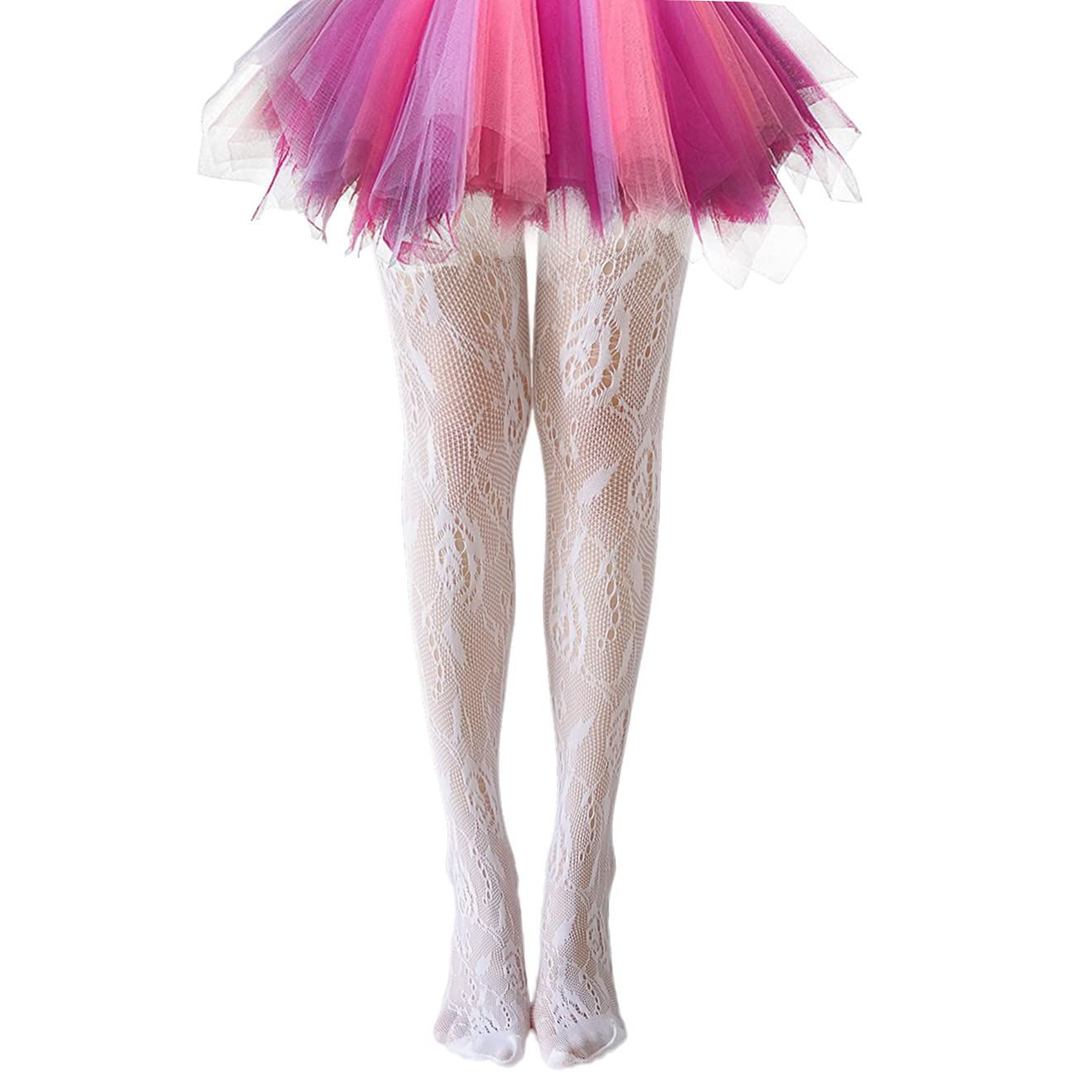 Princess Fishnet Stockings for Girls - High Waist Mesh Tights with Cute Patterns | Perfect for Costume Parties, Dance Performances & Fashion Outfits