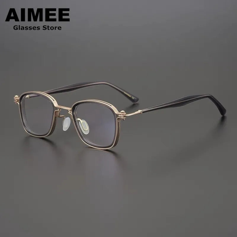 Stylish Aimee Unisex Full Rim Square Titanium Acetate Eyeglasses Frame 14622 - Perfect for Work, Reading & Fashion Accessories