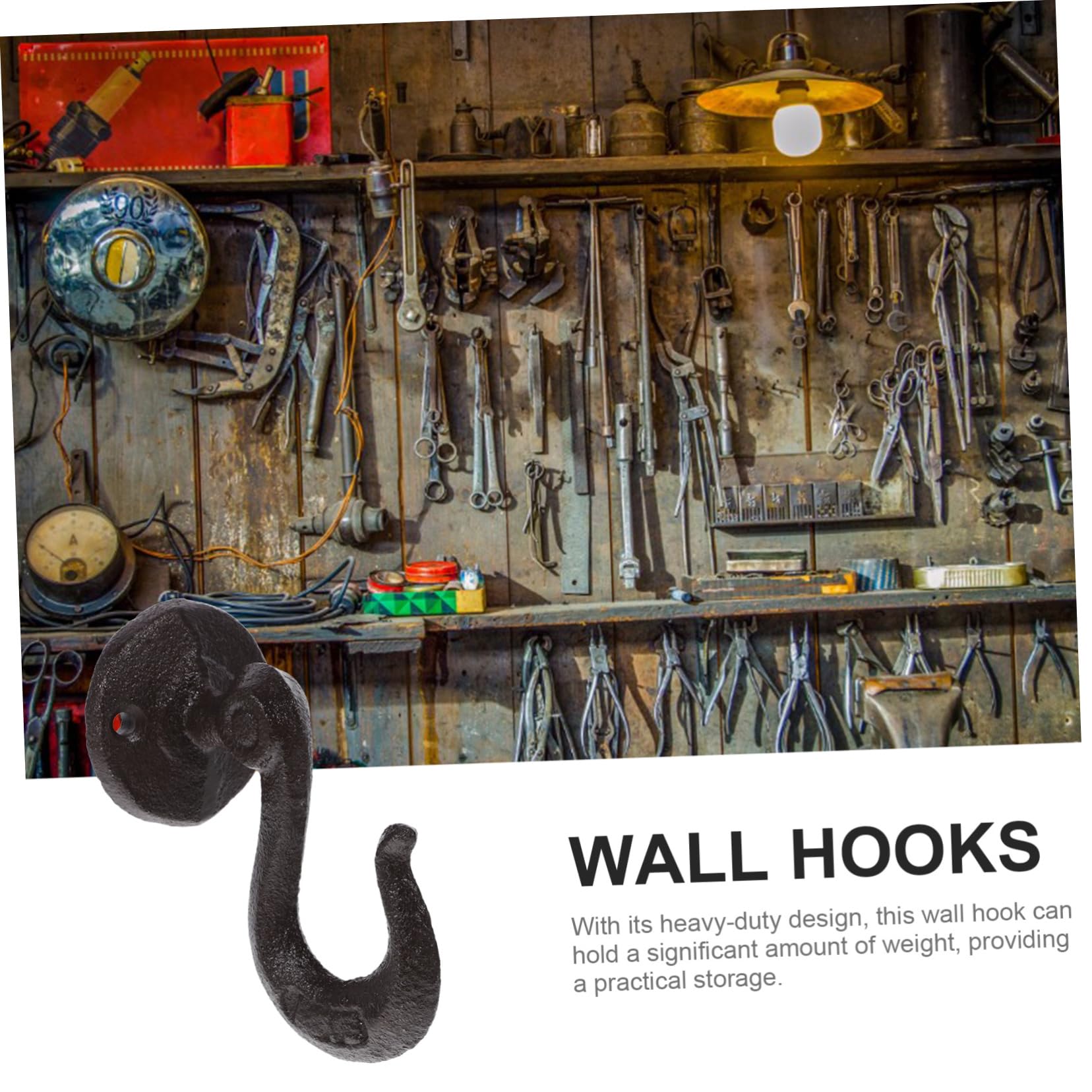 2-Pack Heavy Duty Cast Iron Wall Hooks - VINTORKY Coat Hangers for Garage, Entryway & Closet Organization - Sturdy Wall Mount Hangers for Jackets, Hats & Bags
