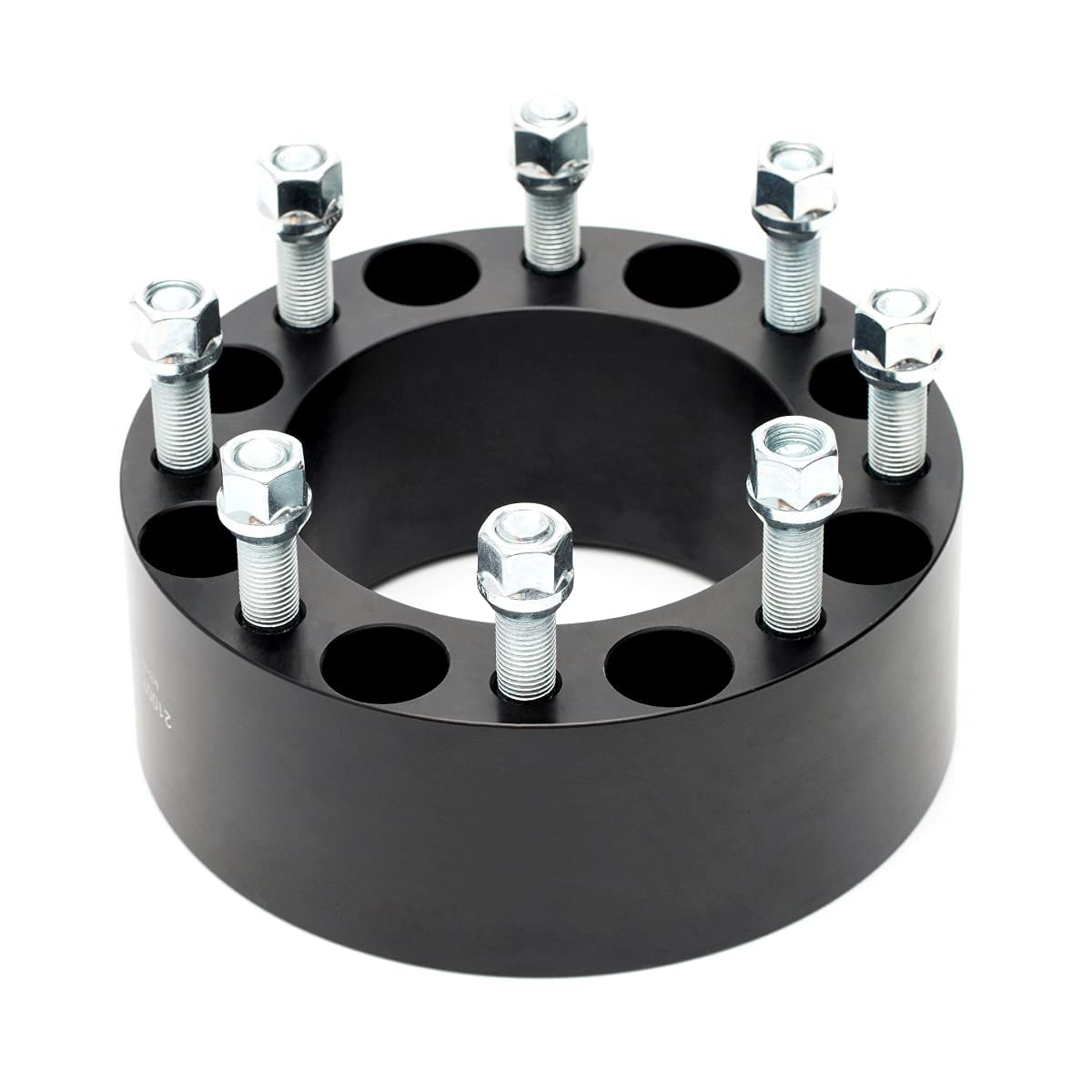VLAOSCHI 3 Inch Black Forged Wheel Spacers 8x6.5 Bolt Pattern with 14x1.5 Studs - Compatible with Chevrolet GMC 8 Lug 8x165.1 (1999-2010 Silverado Sierra 2500/3500 HD) & RAM 2500/3500 (2014-2021) - Heavy Duty Truck Wheel Spacer Kit (Pack of 2) for Improved Stability & Off-Road Performance