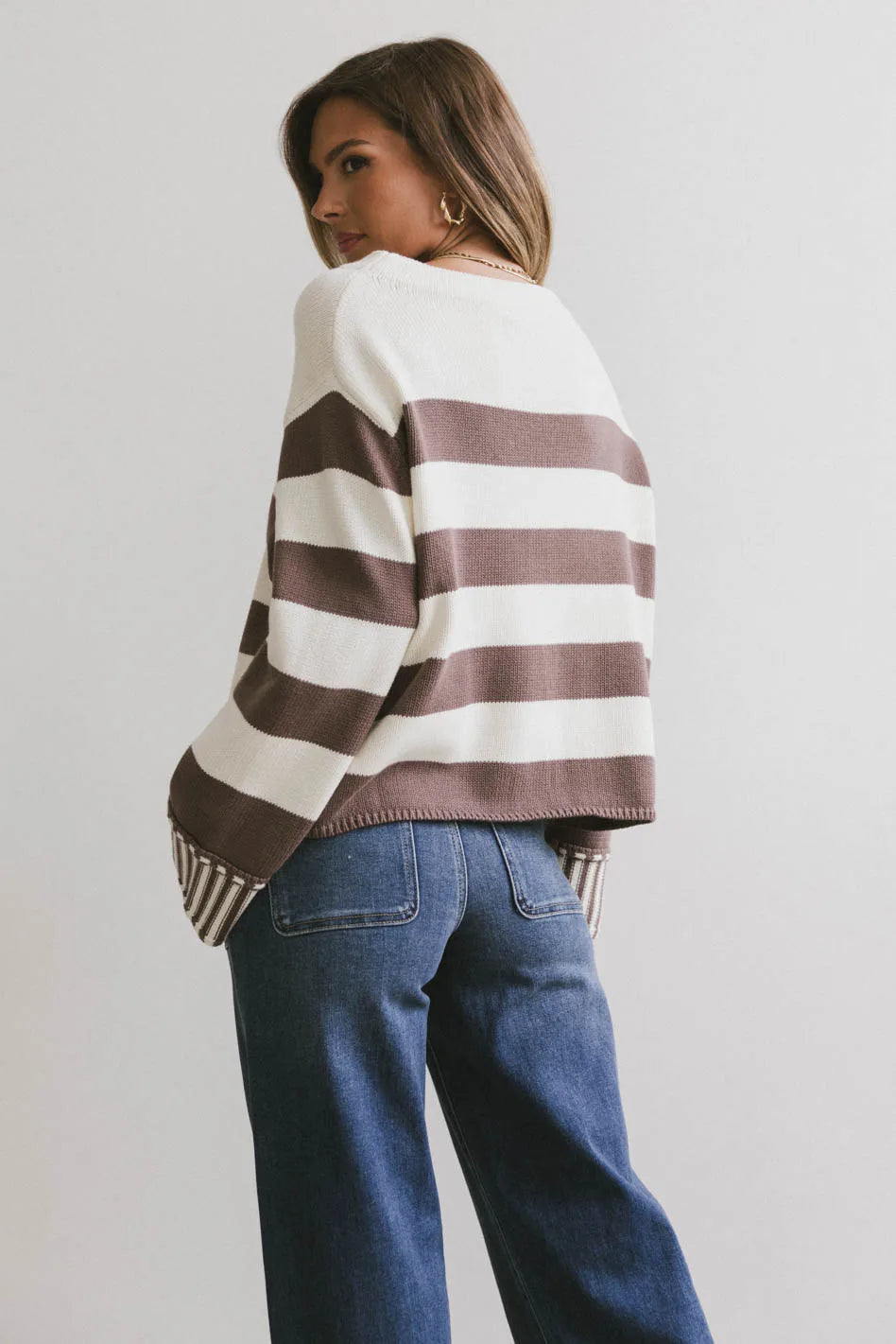 Helena Striped Brown Sweater for Women | Cozy Knit Pullover | Perfect for Fall & Winter Outfits | FINAL SALE