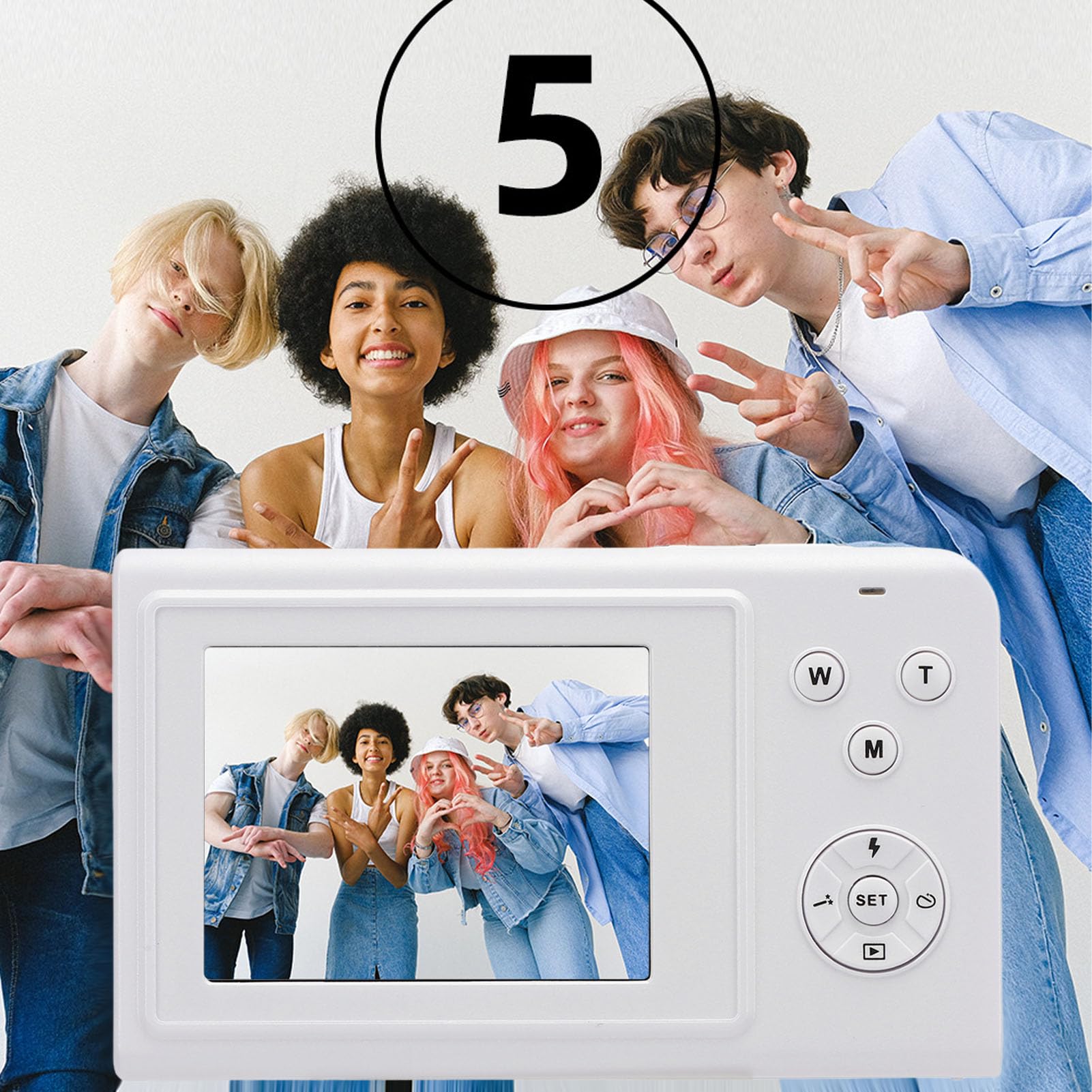 4K 56MP Digital Camera with 16x Zoom - Compact Vlogging Camera for Travel, YouTube & Content Creation - Perfect for Beginners, Teens & Adults (White) - Great for Vlogging, Travel Photography & Everyday Use