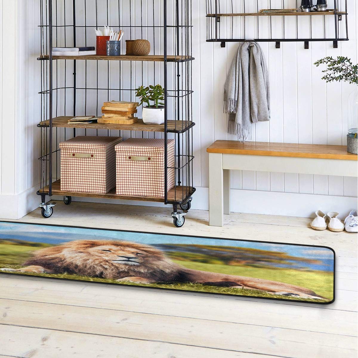 ALAZA Lion Landscape Nature Scenery Collection Area Rug - 2' x 6' Non-Slip Floor Mat for Living Room, Bedroom, Kitchen - Perfect for Home Decor, Pet Play Area & Kids Room