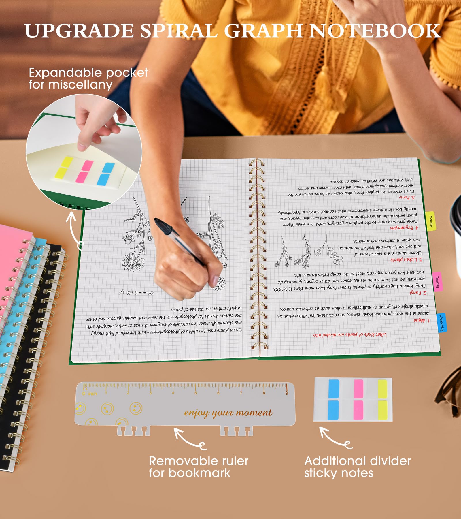 Premium Spiral Graph Paper Notebook - 8.5