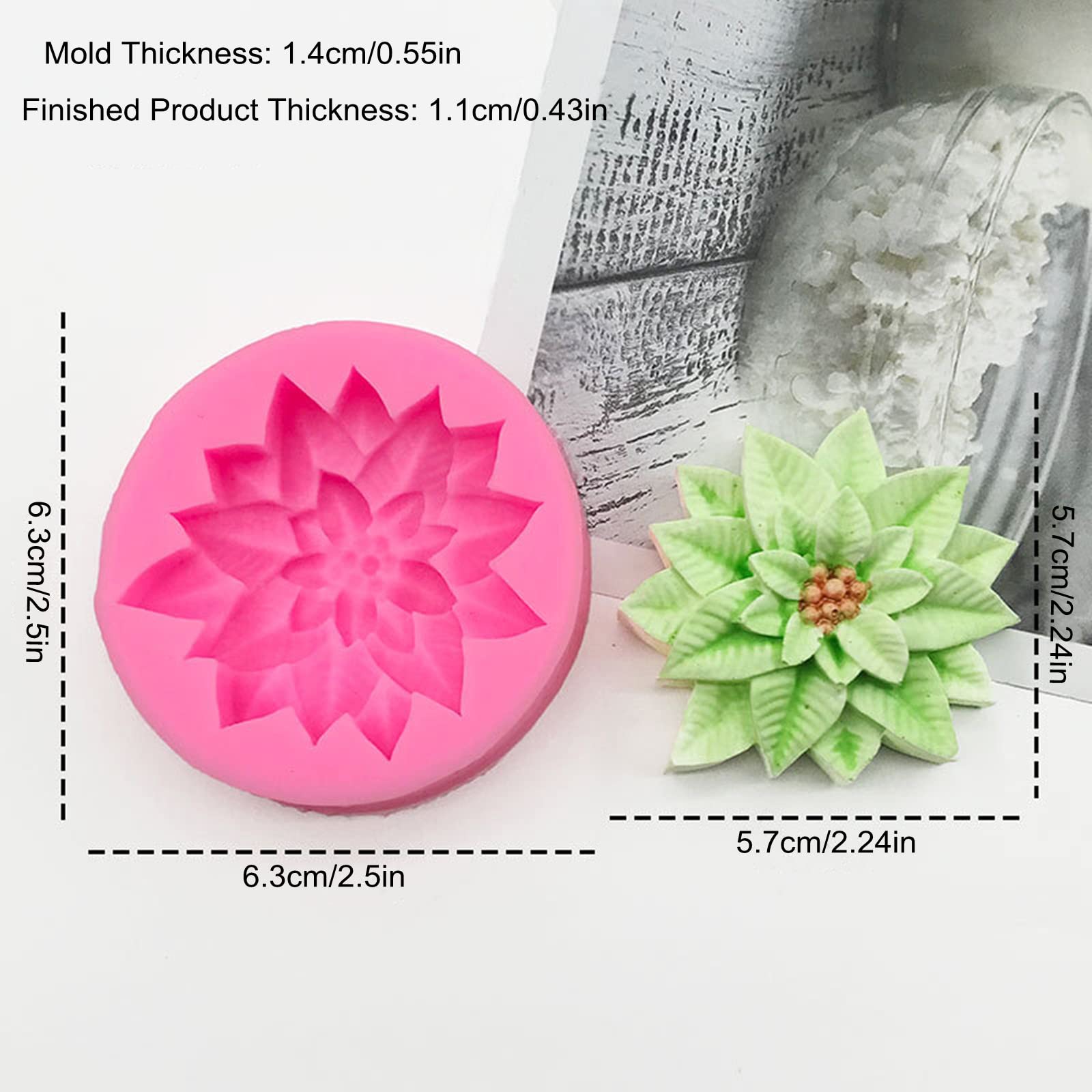 2Pcs Holly Leaf Silicone Mold Set - Premium Fondant, Chocolate, Candy, Soap & Candle Making Kit - Perfect for Cake Decorating, Baking, Polymer Clay & Christmas Crafts - Ideal for Holiday DIY Projects & Festive Dessert Designs