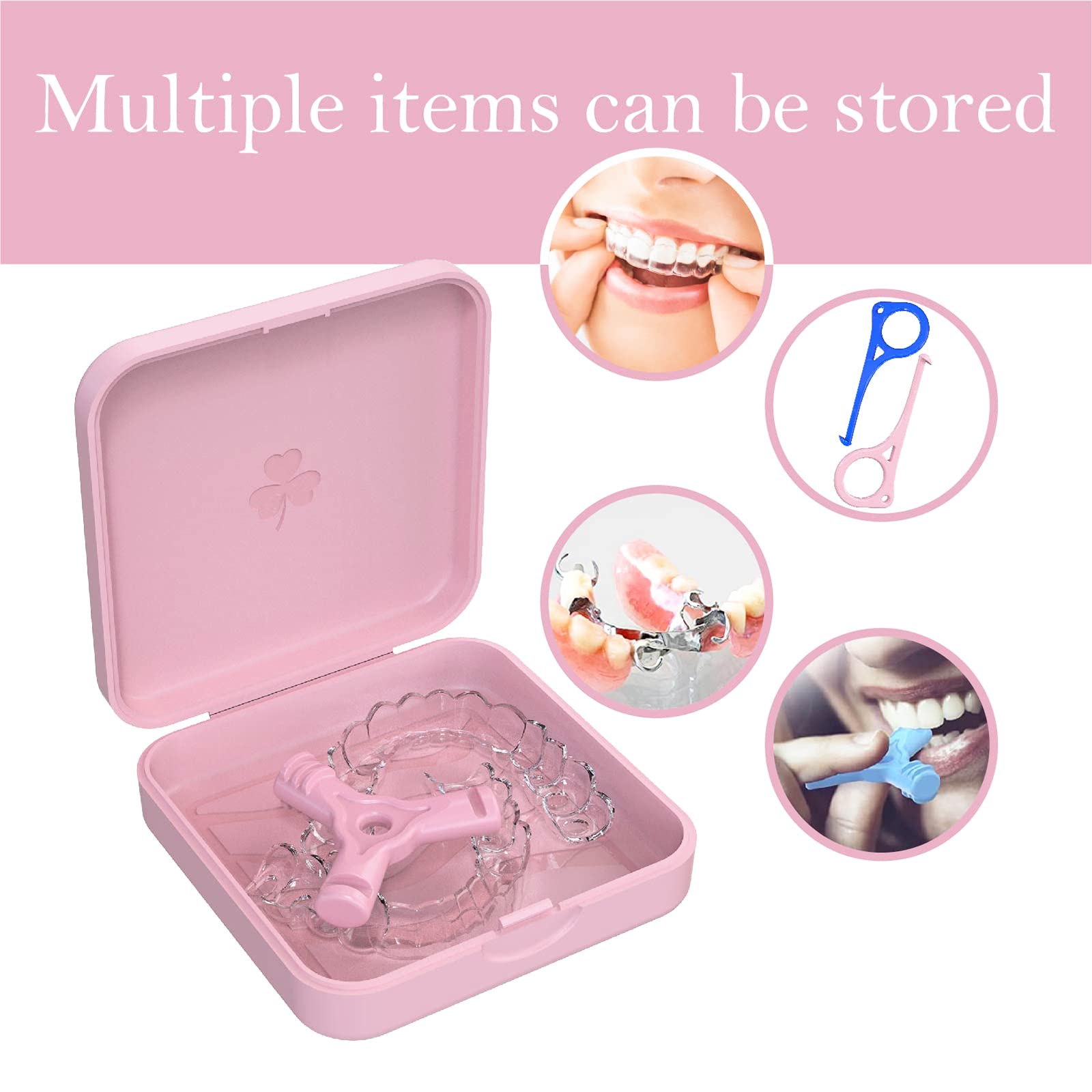 ARGOMAX 4-Piece Orthodontic Retainer Case - Clear Aligner & Braces Storage Box (Pink) | Perfect for Travel, School & Daily Teeth Protection