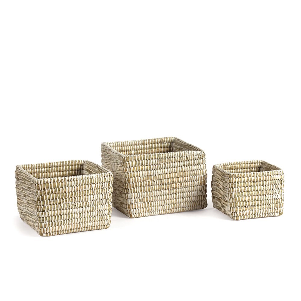 Napa Mini Square Baskets Set of 3 - White for Home Decor & Storage