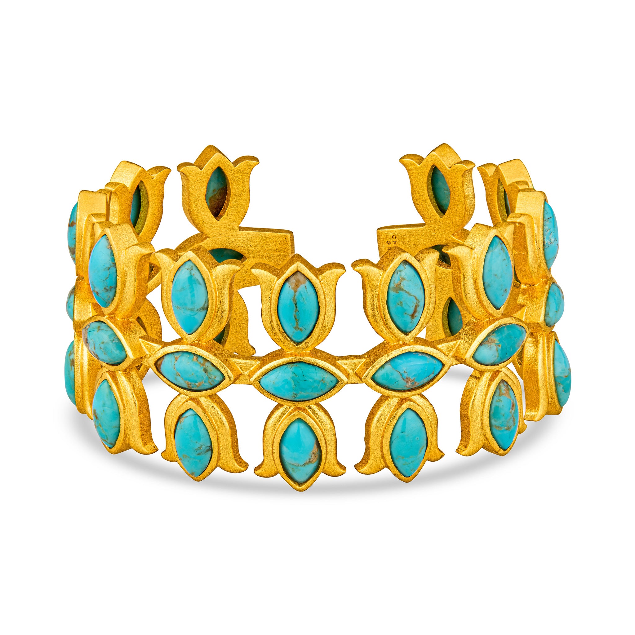 Turquoise Flower Crown Cuff Bracelet - Boho Chic Jewelry for Women, Festival Accessories, Bridal Hairpiece, Wedding Party & Music Festival Outfit Enhancer