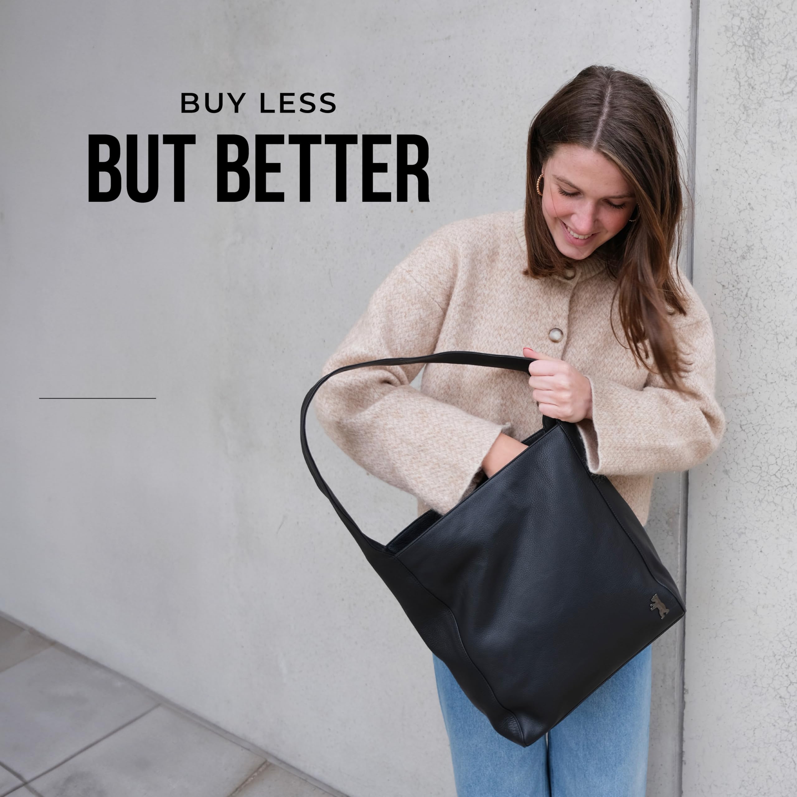 Premium Genuine Leather Tote Bag for Women - Stylish Shoulder Bag & Hobo Handbag - Atlanta Inspired Design - Black - Perfect for Work, Travel & Everyday Use