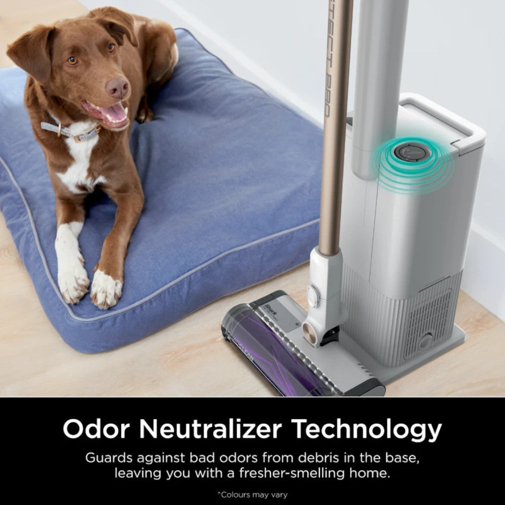 SHARK IW4625CCO Cordless Vacuum Cleaner with Auto Empty System, 1.3L Dustbin & QuadClean™ Multi-Surface Brushroll - Factory Serviced with Home Essentials Warranty - Perfect for Hardwood Floors, Carpets & Pet Hair Cleaning