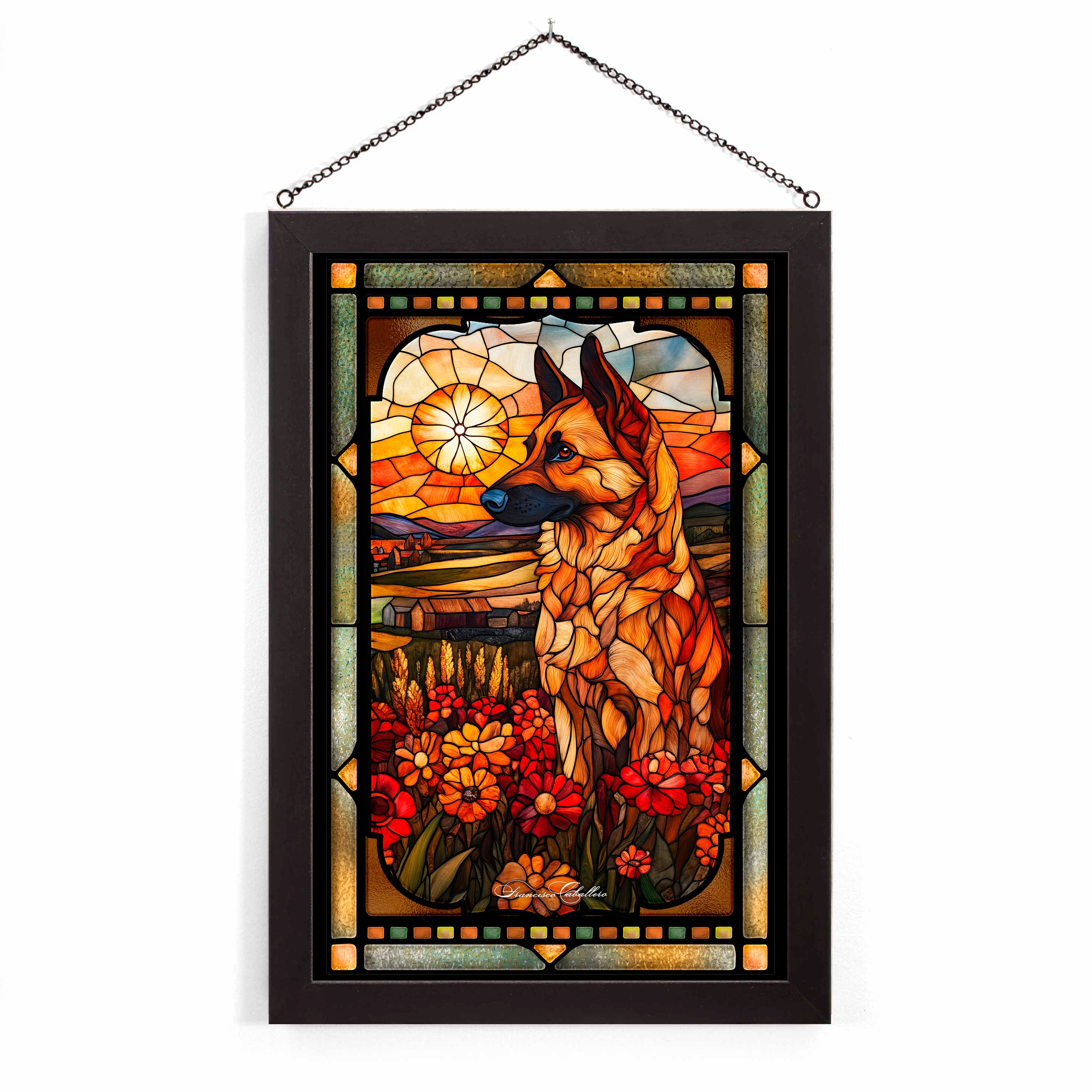 Handmade German Shepherd Stained Glass Art - Unique Dog Lover Gift for Home Decor, Window Hanging, or Garden Ornament