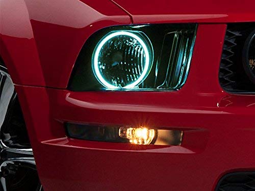 iJDMTOY 132-LED RGB Multi-Color Angel Eyes Halo Rings for 2005-2009 Ford Mustang | Adjustable Front Road Lighting | Daytime Running & Night Driving Lights | Custom Car Aesthetics & Enhanced Visibility