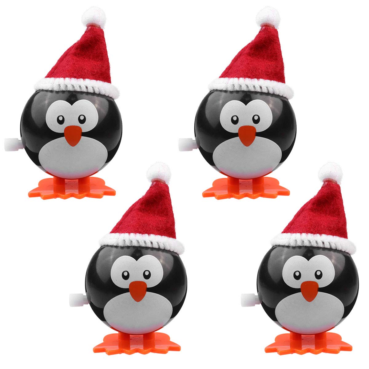 GALPADA 4Pcs Christmas Clockwork Penguin Wind Up Toys with Red Hats - Fun Holiday Decorations for Kids & Festive Home Decor - Perfect for Christmas Tree Ornaments, Stocking Stuffers and Winter Party Favors