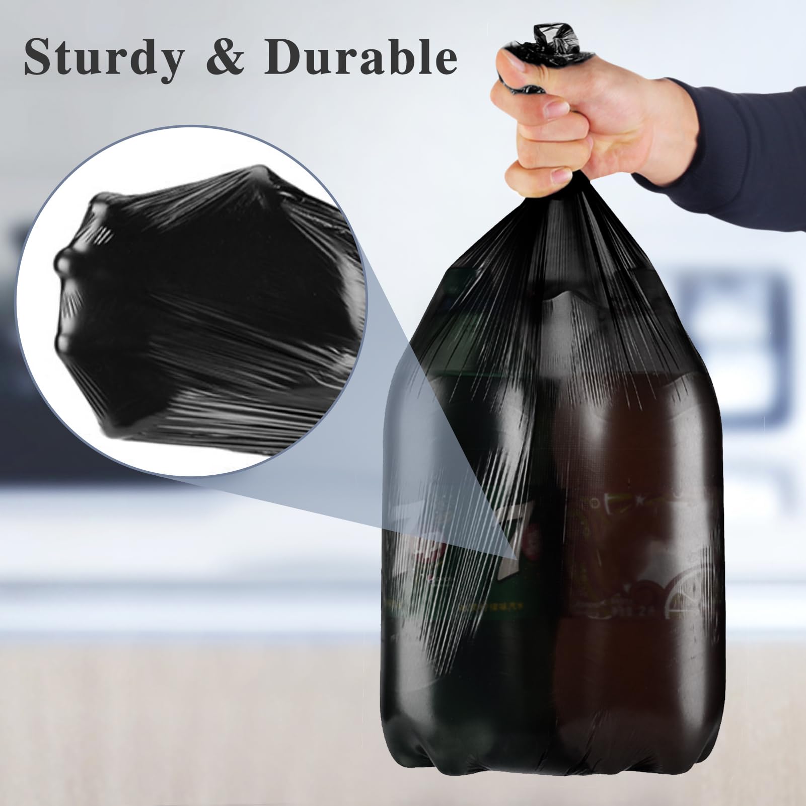 Toplive 4 Gallon Small Trash Bags - Heavy Duty Garbage Bags for Wastebasket & Bin Liners | Perfect for Home, Bathroom, Bedroom, Kitchen & Office Trash Cans | Black Waste Disposal Bags for Daily Use & Cleaning