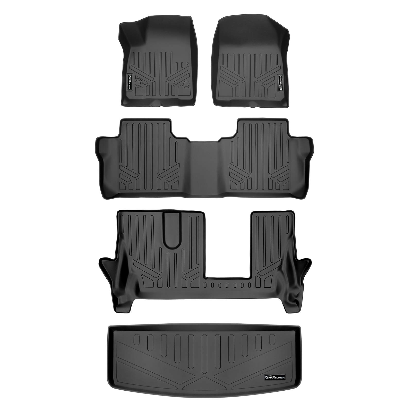 Premium SMARTLINER Custom Fit Floor Mats & Cargo Liner Set (3 Rows + Behind 3rd Row) - Black - Perfect for 2020-2023 Cadillac XT6 with 2nd Row Bench Seat - All-Weather Protection for Family Road Trips & Daily Commutes