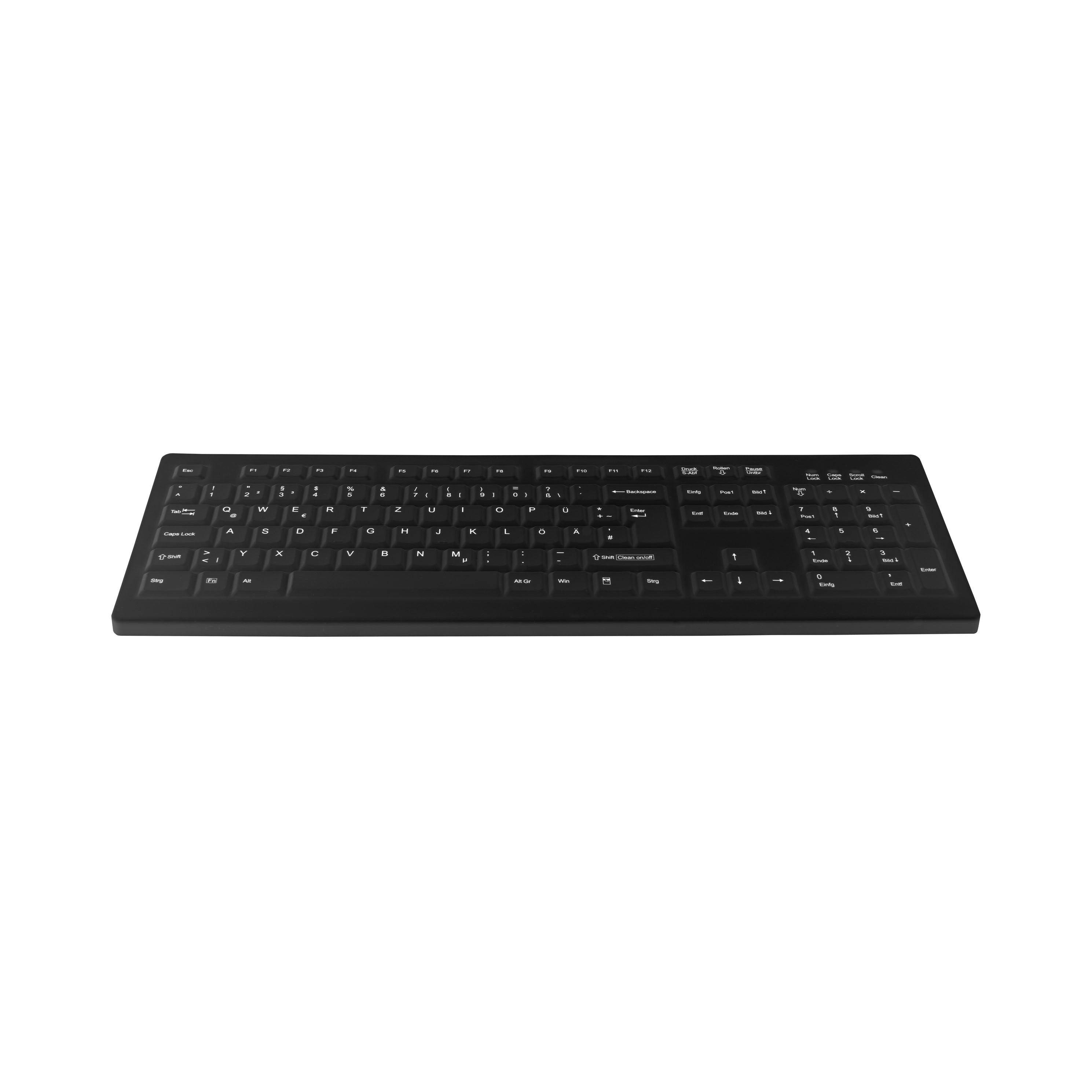 AK C8100F Wipeable Wired Keyboard with Numpad - Spill-Resistant & Easy to Clean Mechanical Keyboard for Office, Gaming & Home Use (Black)