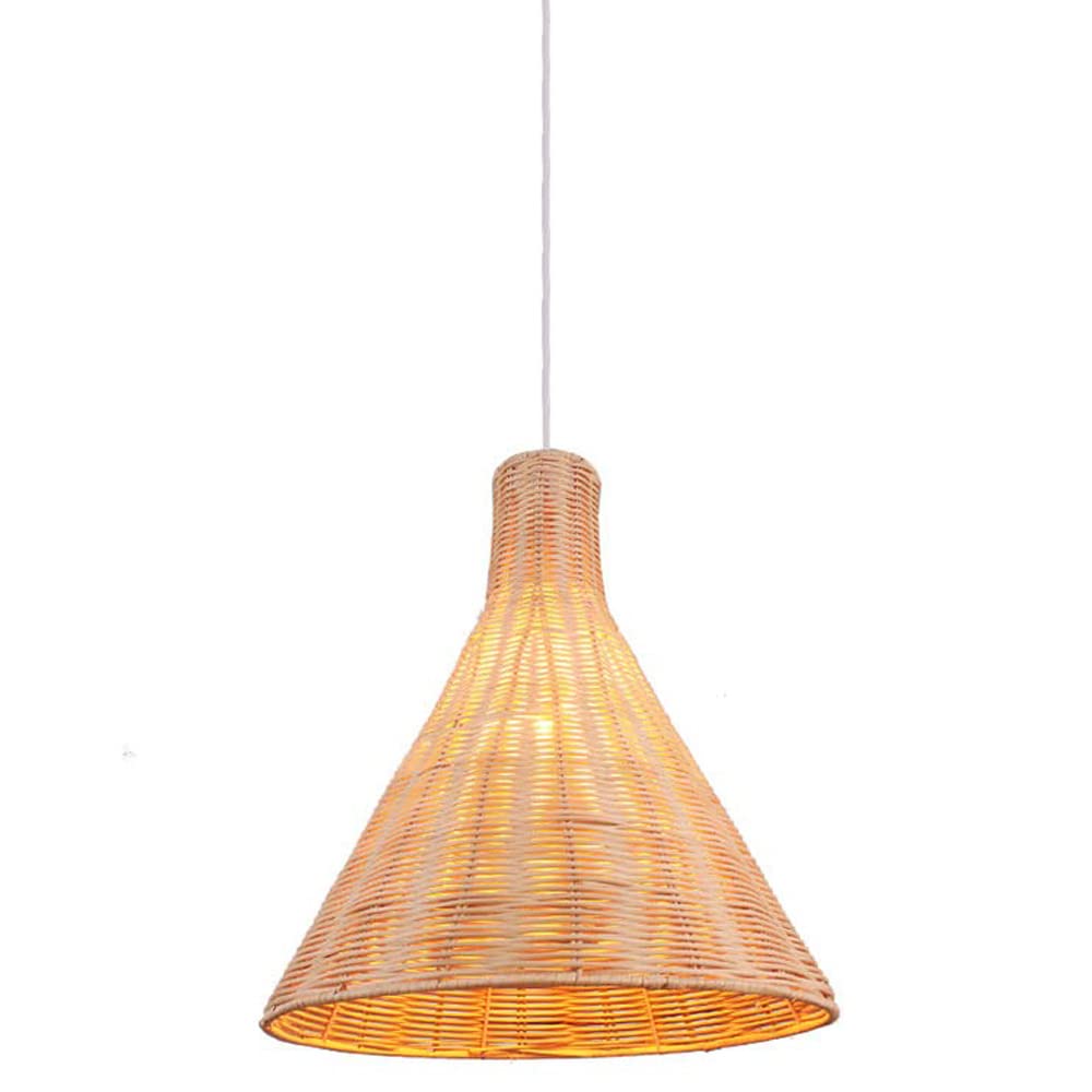 Handmade Woven Rattan Chandelier - Vintage Beige/Brown Wicker Pendant Light Shade - Chinese Style Boho Ceiling Lamp for Living Room, Bedroom & Patio Decor