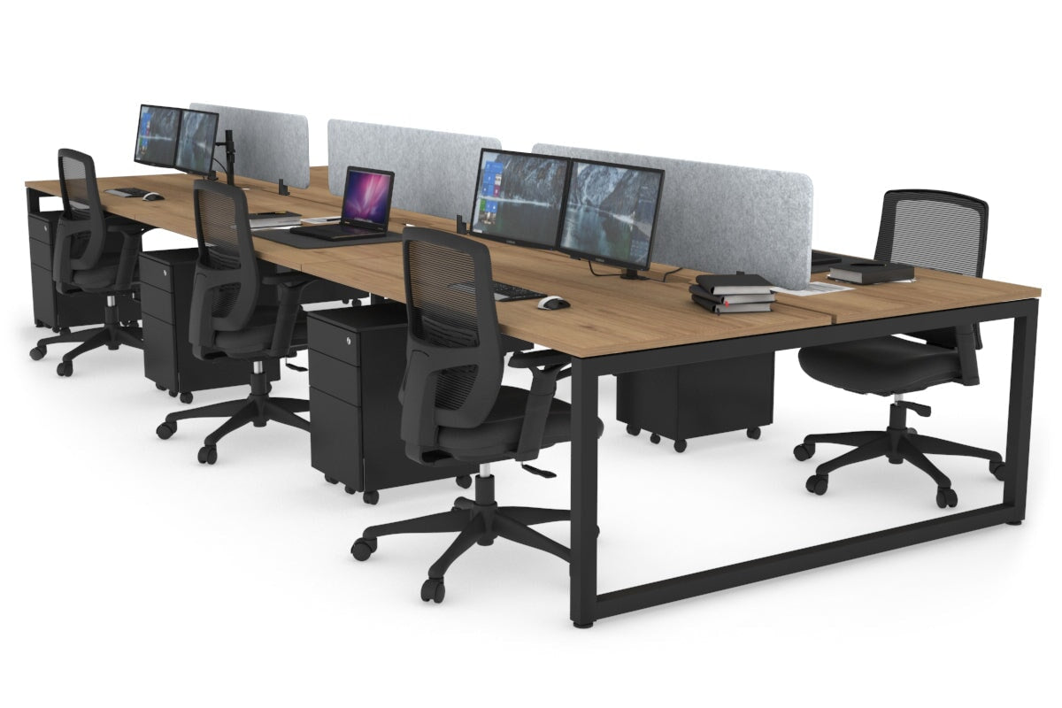Quadro Loop Legs 6-Person Office Workstation Desk - 1800L x 800W with Cable Management | Modern Collaborative Workspace Solution for Team Projects & Open Office Layouts