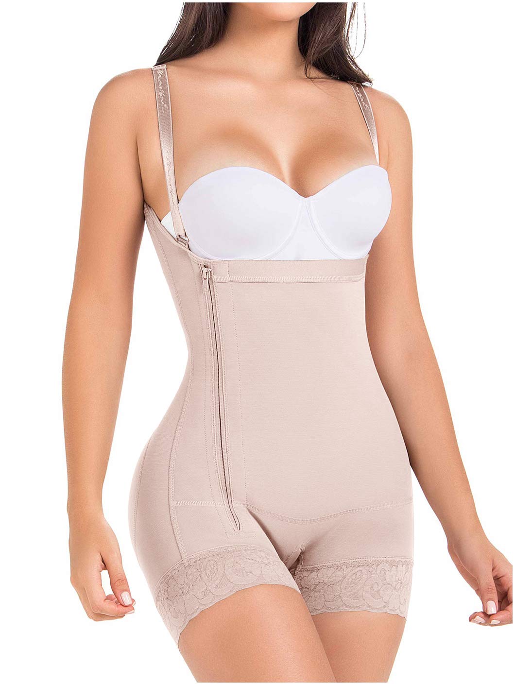 MARIAE Midthigh Open Bust Slimming Shapewear for Women | Colombian Body Shaper Fajas - Perfect for Postpartum Recovery, Tummy Control & Special Occasions