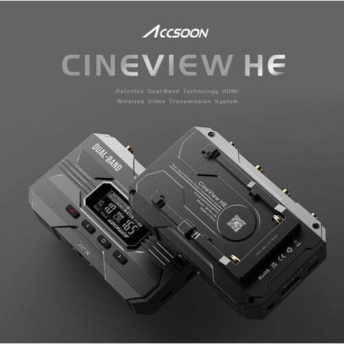 Accsoon CineView HE Multi Spectrum Wireless Video Transmission System for Filmmakers - HD Wireless Video Monitor for DSLR, Mirrorless & Cinema Cameras - Perfect for Live Streaming, Film Production & On-Set Monitoring