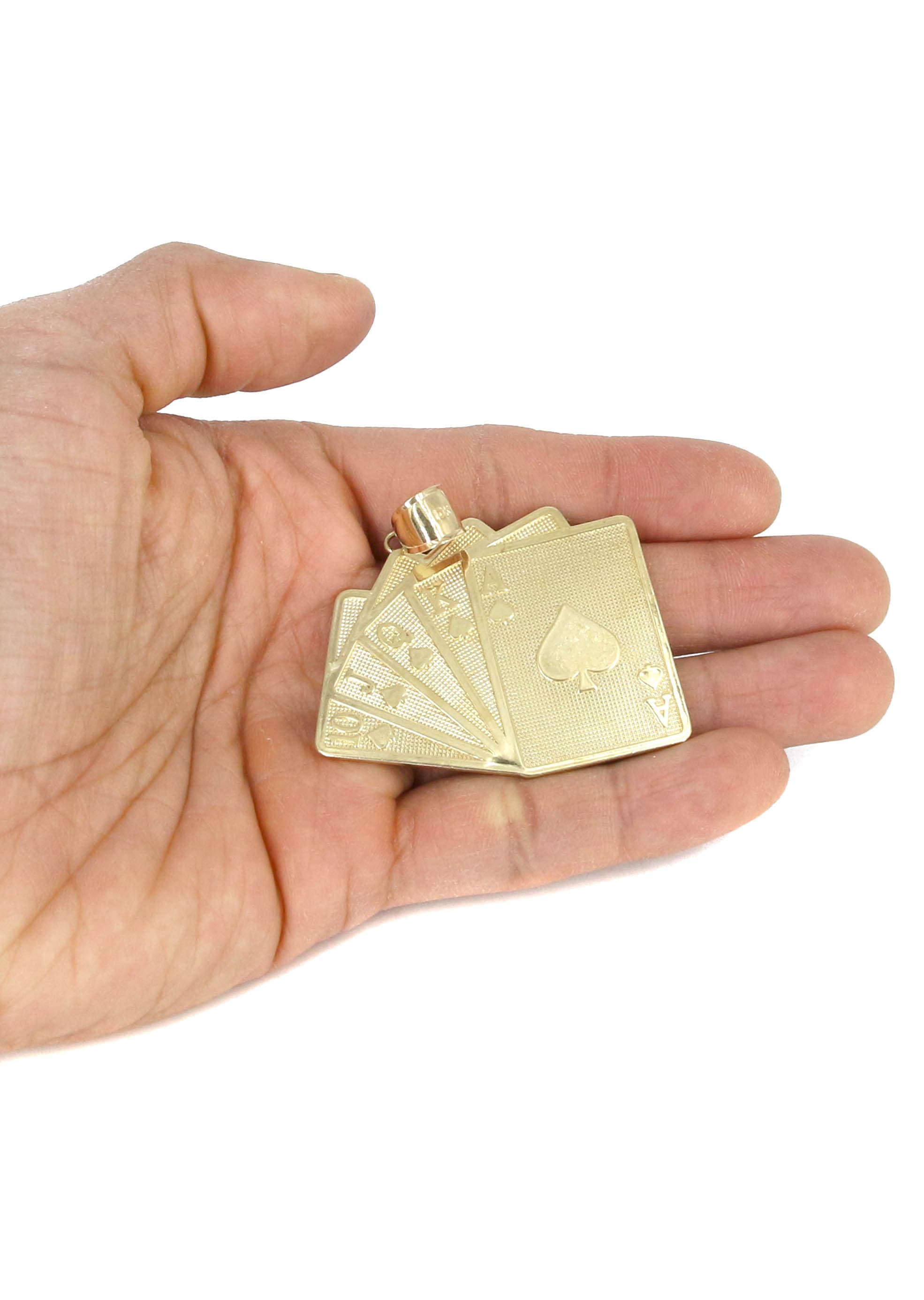 10K Yellow Gold Playing Cards Necklace - 24.7 Grams | Elegant Poker Jewelry for Casino Nights & Gift Giving