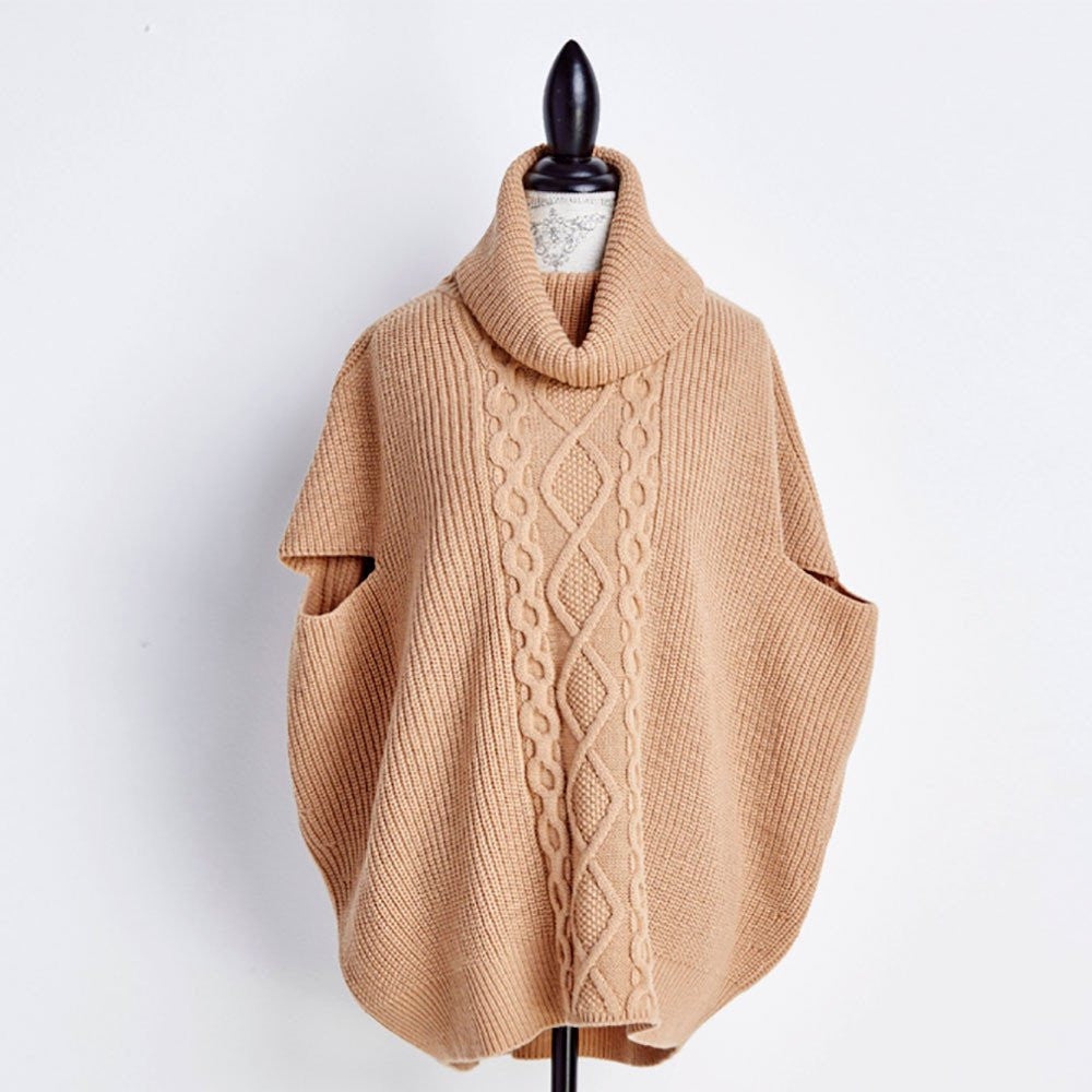 Modern Cape Short Sleeve Sweater for Women - Stylish Knit Cardigan with Open Front Design - Perfect for Office, Date Night & Fall Layering