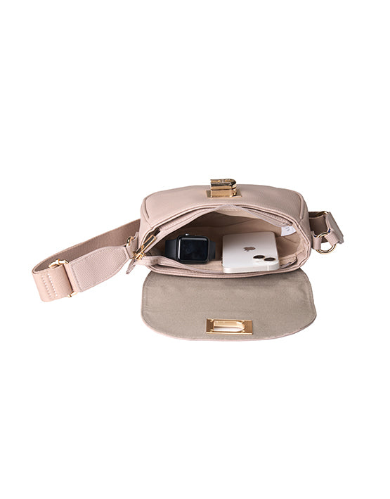 Tosca TH051 Small Saddle Flap Handbag in Apricot - Elegant Crossbody Purse for Women, Perfect for Daily Use, Work, and Evening Outings