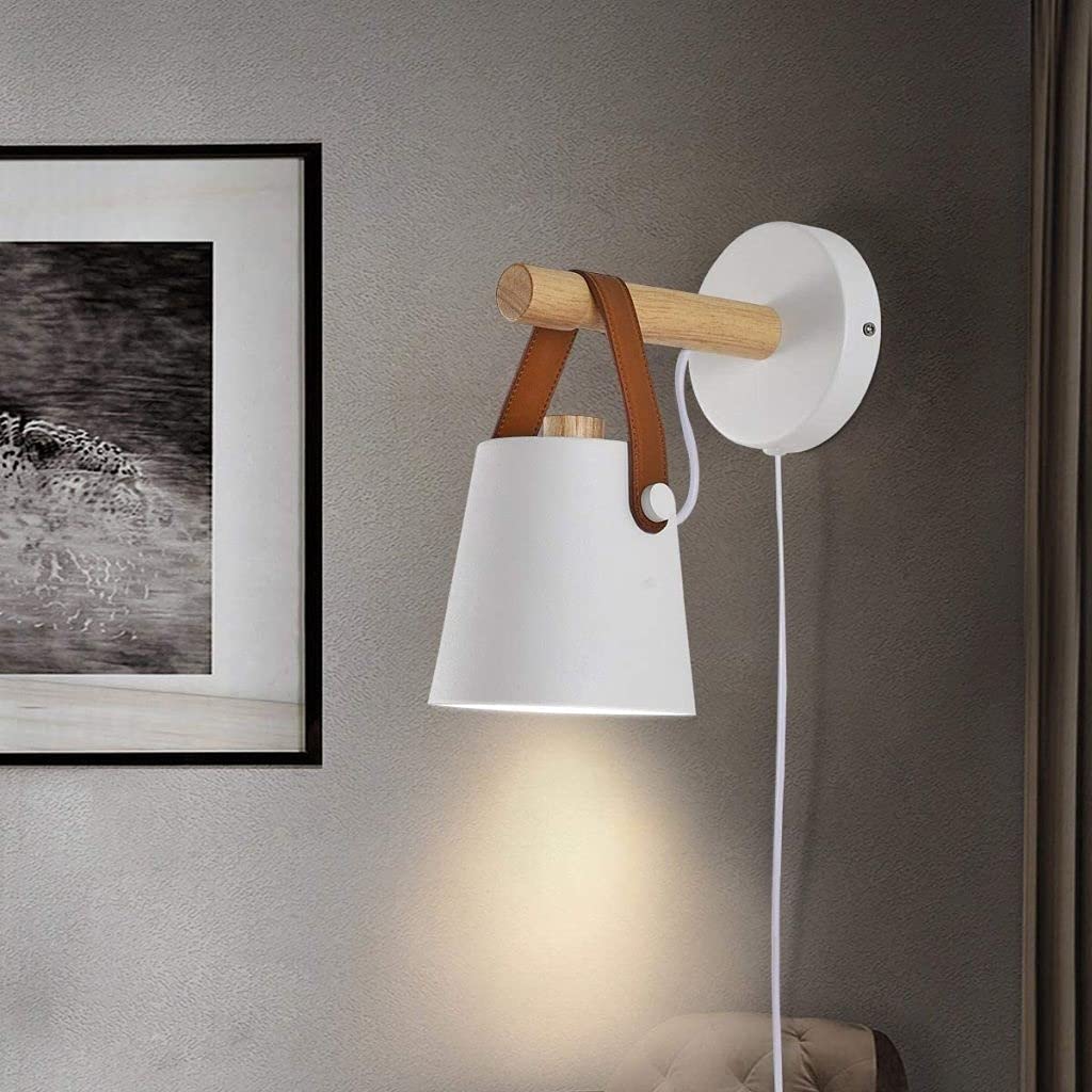 Modern Nordic Wall Lamp with Switch Plug - 2 Pack Bedside Lighting for Bedroom, Living Room - Simple & Creative Plug-in Sconce for Home Decor, Reading, and Ambient Lighting