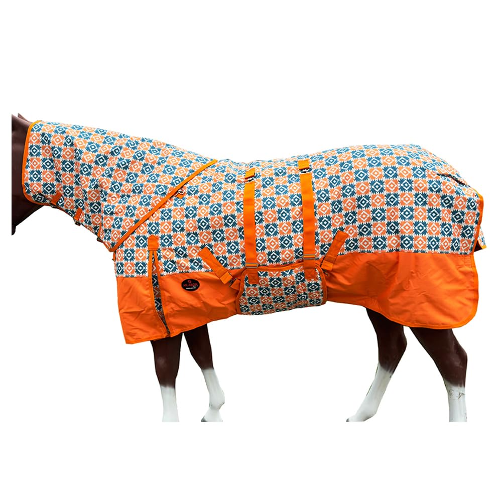 HILASON 1200D Winter Waterproof Poly Horse Hood Turnout Blanket with Floral Design - Neck Cover & Belly Wrap - Heavy Duty Waterproof Turnout Blankets for Horses - Ideal for Cold Weather Riding, Training & Outdoor Stable Use