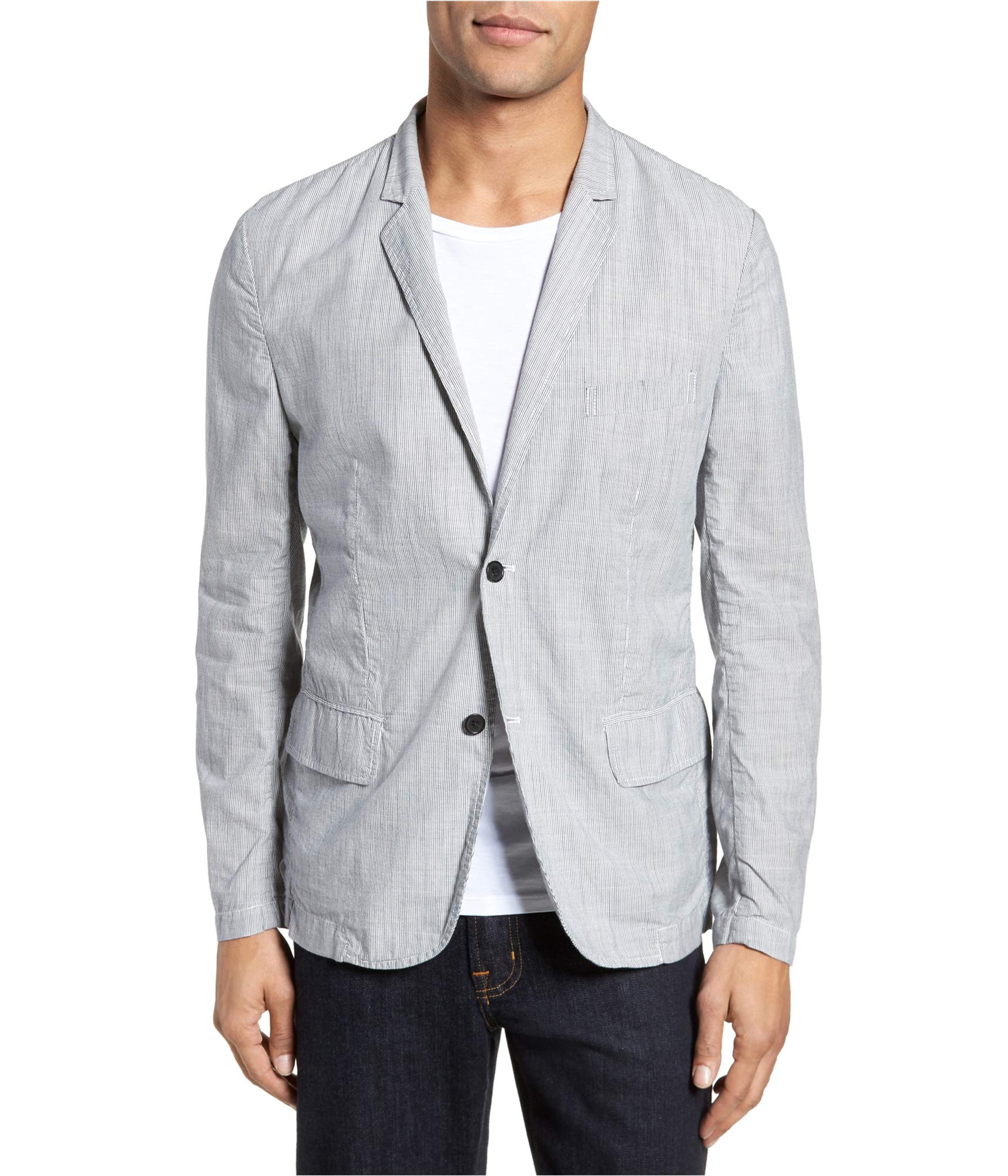 Michael Bastain Men's Woven Striped Two-Button Blazer Jacket | Slim Fit Business Casual Sport Coat | Perfect for Office, Weddings & Formal Events