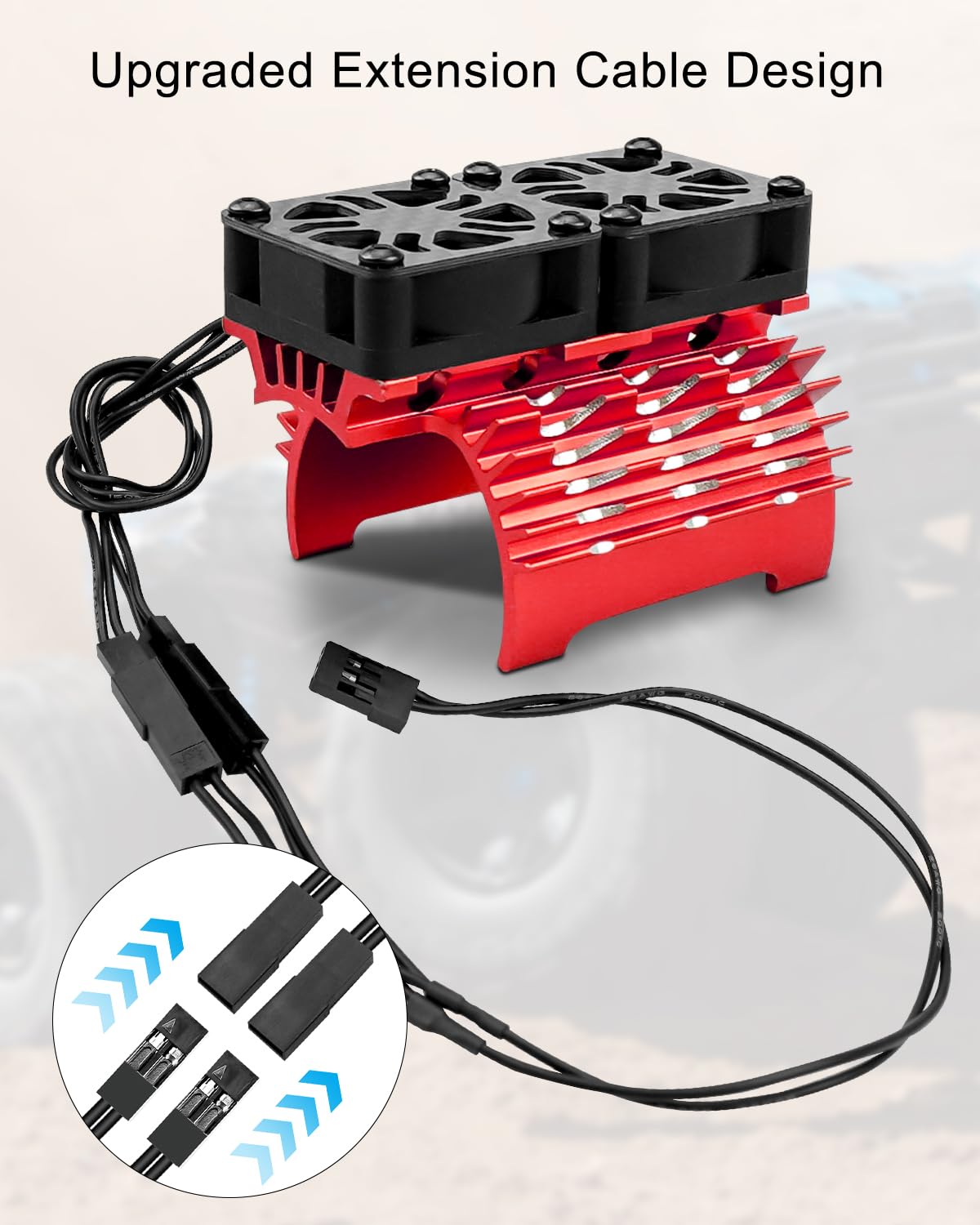 High-Speed 40mm RC Motor Cooling Fan for 1/8 Scale Brushless Motors 4068 4076 4082 4092 - 27000RPM Dual Fan with Red Metal Cover - Perfect for RC Cars, Trucks, and Off-Road Racing Vehicles