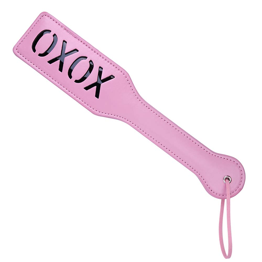 XOXO Spanking Paddle for Adults - 12.8 Inch BDSM Faux Leather Spanking Toy in Pink | Sensual Play, Couples Bonding & Kinky Fun for Bedroom Use