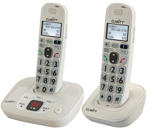 Clarity D714 Cordless Phone for Moderate Hearing Loss - 2 D704HS Expandable Handsets - Amplified Telephone for Seniors & Hearing Impaired - Home & Office Use
