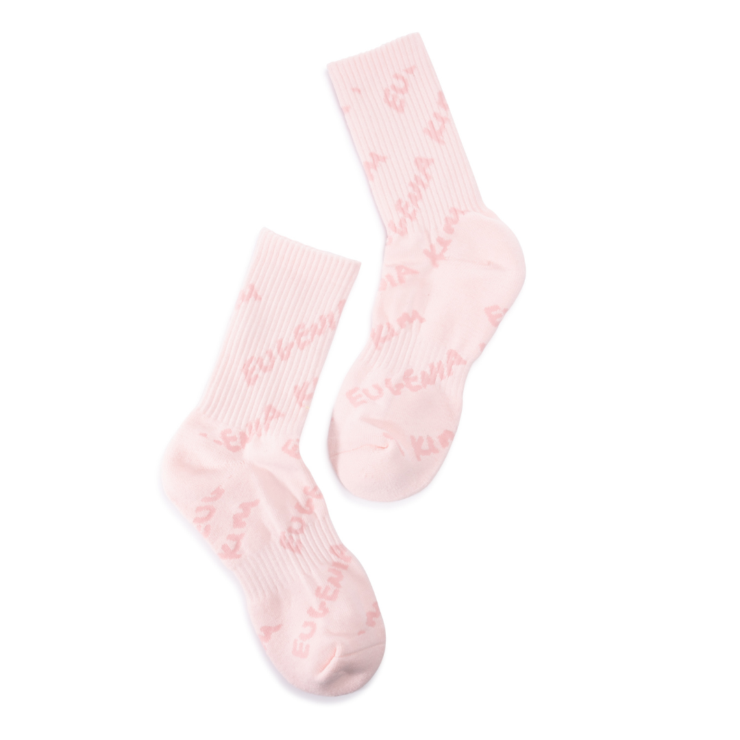 Justine Logo Jacquard Socks for Women - Comfortable Cotton Blend Crew Socks with Stylish Design - Perfect for Casual Wear, Office & Gifts