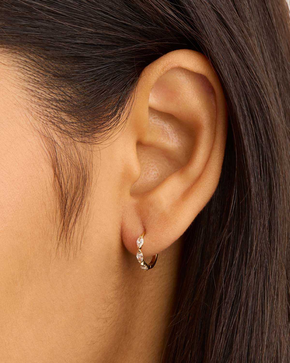 14K Solid Gold Sunlit Petals Lab-Grown Diamond Hoop Earrings for Women - Perfect for Weddings, Parties & Everyday Elegance
