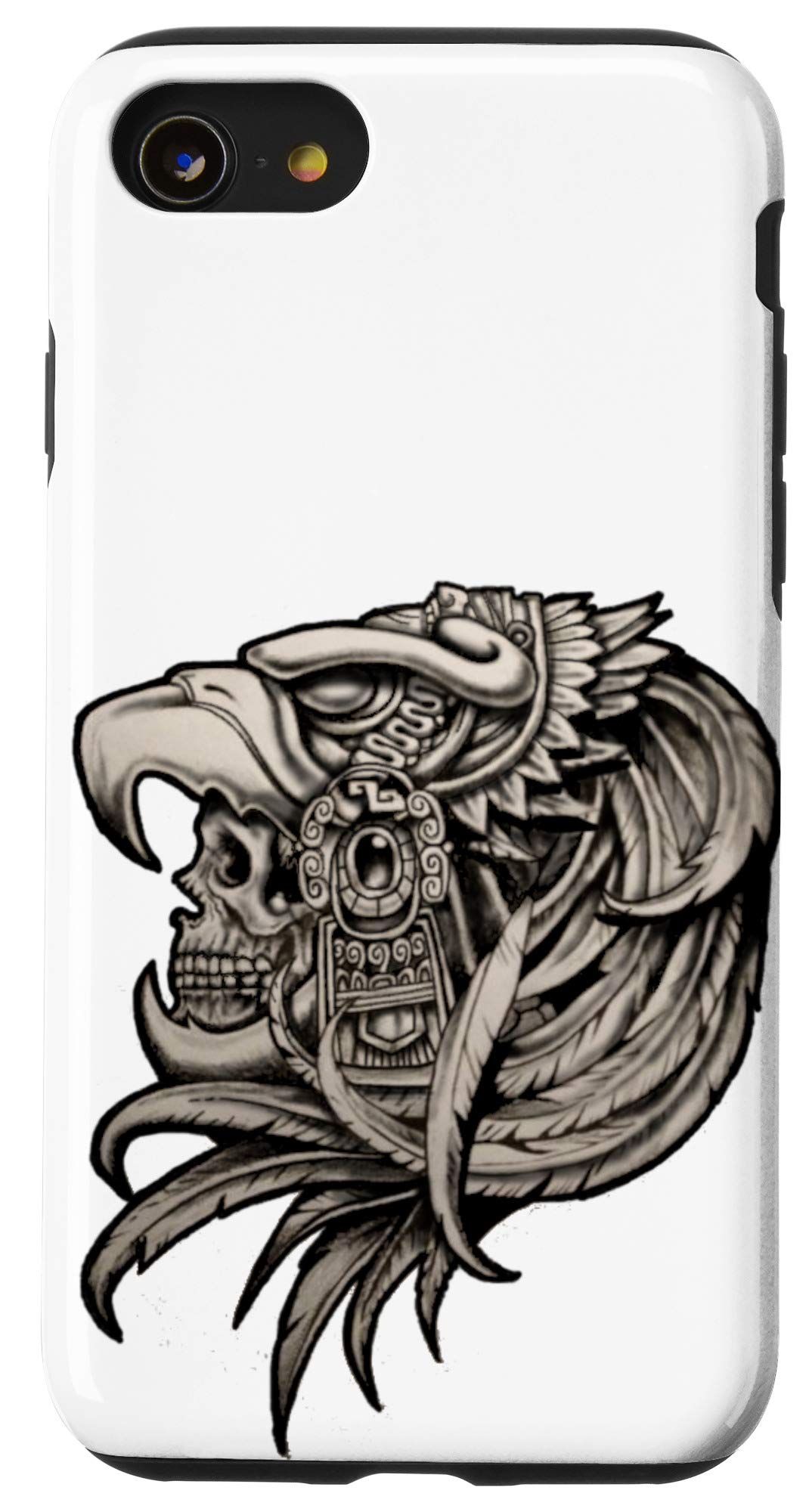 Azteca Skull Design iPhone SE (2020)/7/8 Phone Case - Durable Protective Cover with Unique Mexican Sugar Skull Art - Perfect for Day of the Dead Celebrations, Halloween & Gothic Style Lovers
