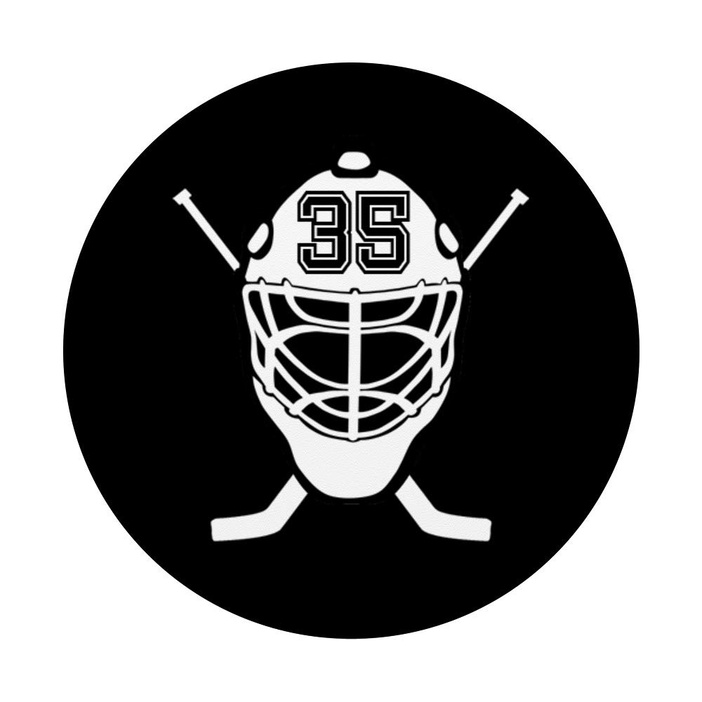 Hockey Player #35 Jersey No. 35 Helmet Ice Gadget Gift - Swappable PopSocket PopGrip for Phones & Tablets - Perfect for Fans, Players & Tech Enthusiasts