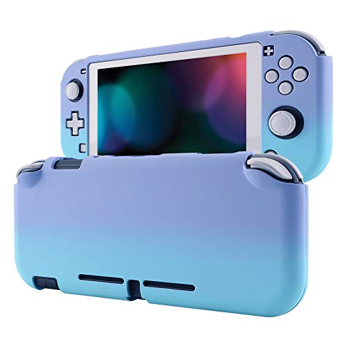 eXtremeRate PlayVital Custom Protective Grip Case for Nintendo Switch Lite - Gradient Violet Blue Hard Cover with Tempered Glass Screen Protector | Enhanced Grip & Scratch Protection for Gaming On-The-Go