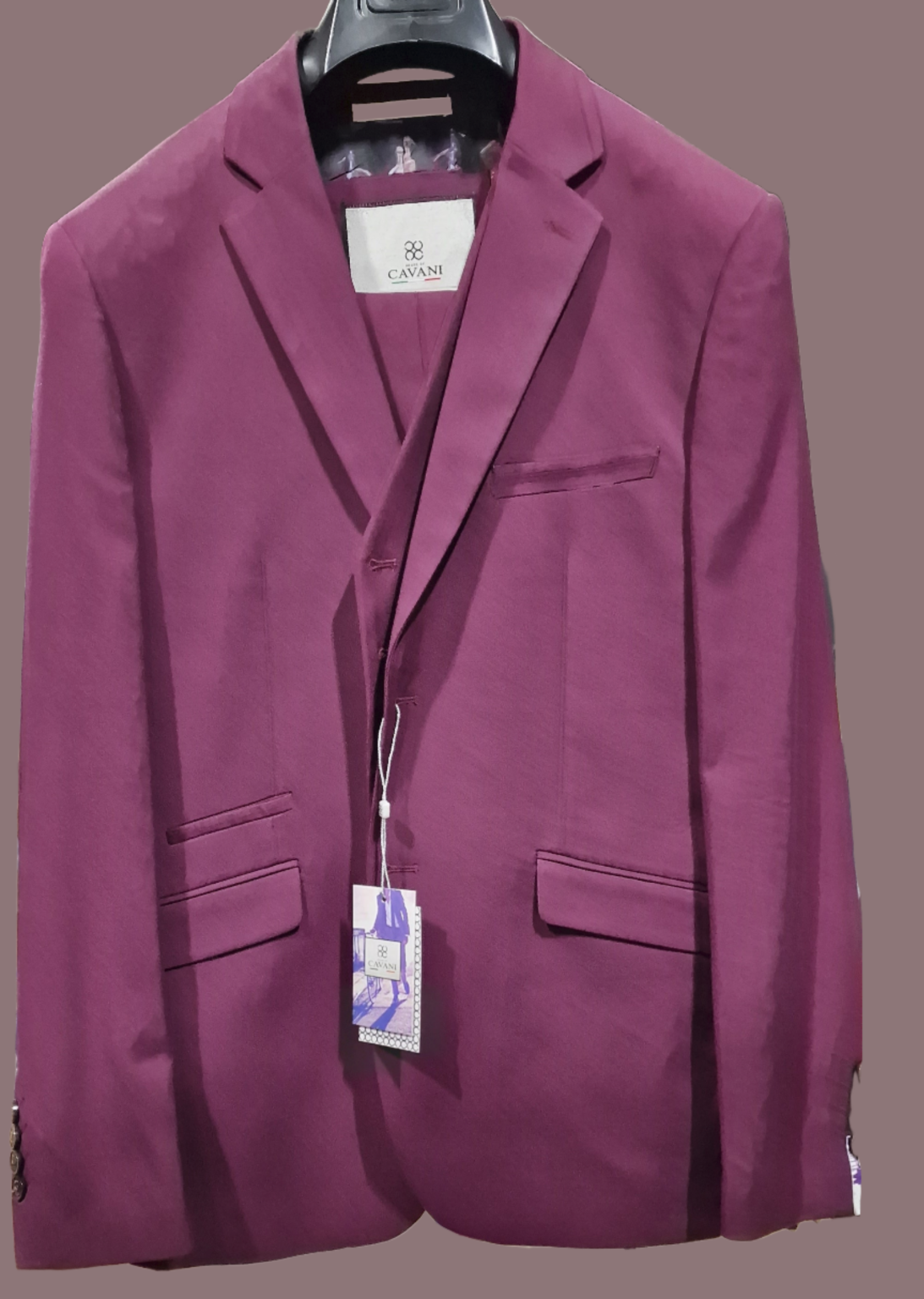 Cavani Magnus Men's 3 Piece Burgundy Tuxedo Suit 36R with 32R Pants - Formal Wedding, Prom & Evening Wear for Special Occasions